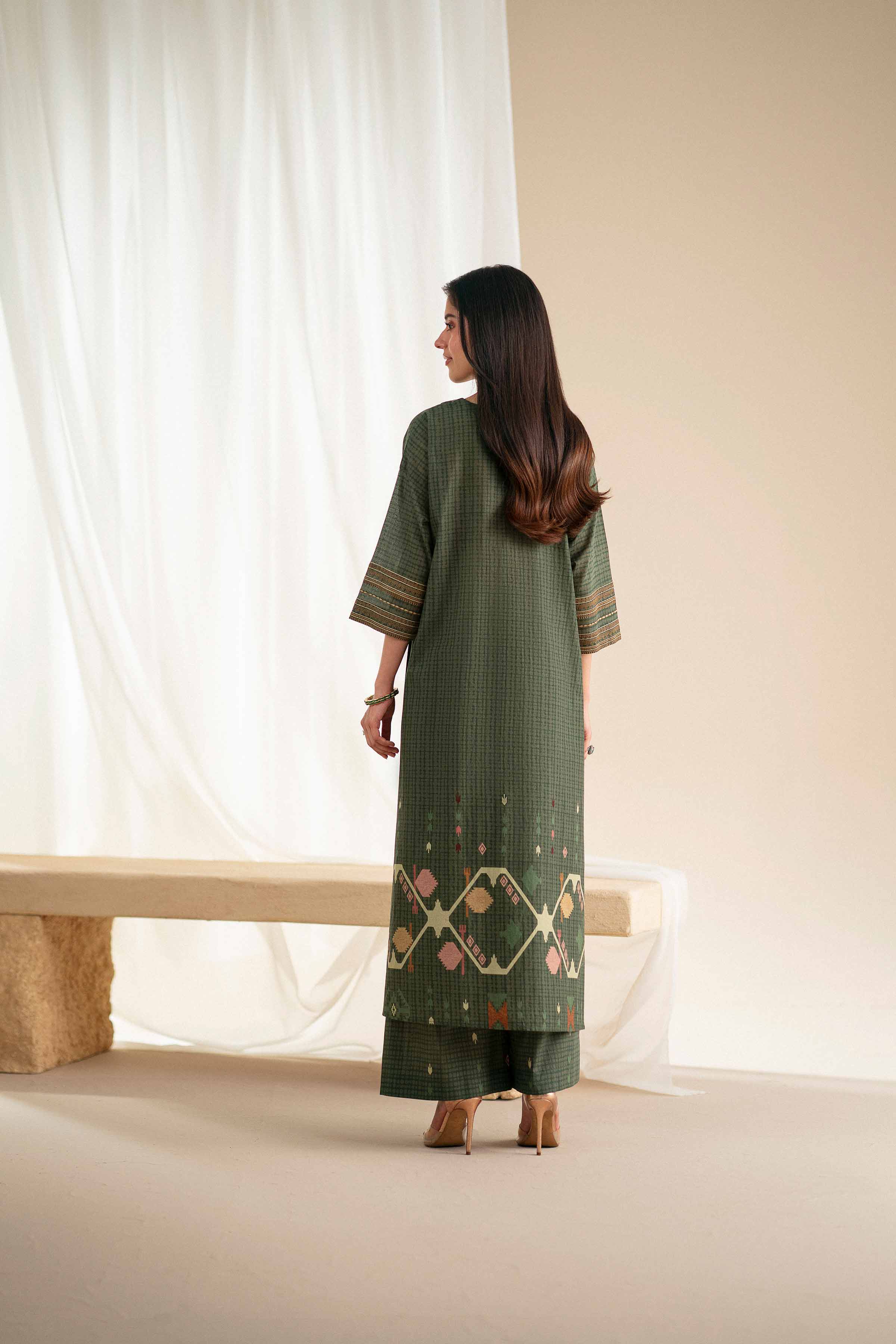 2 Piece - Printed Embroidered Suit - KFS25-96