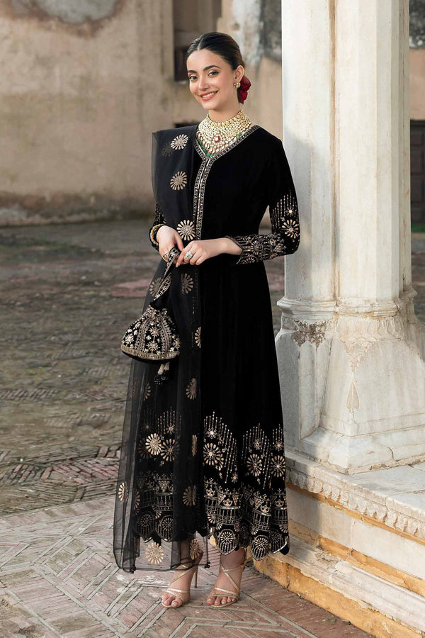 NISHATUAE - Black Embroidered Velvet 3-piece Ready to wear Suit