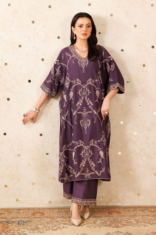NISHATUAE - Purple Embroidered Silk 2-piece Ready to wear Dress