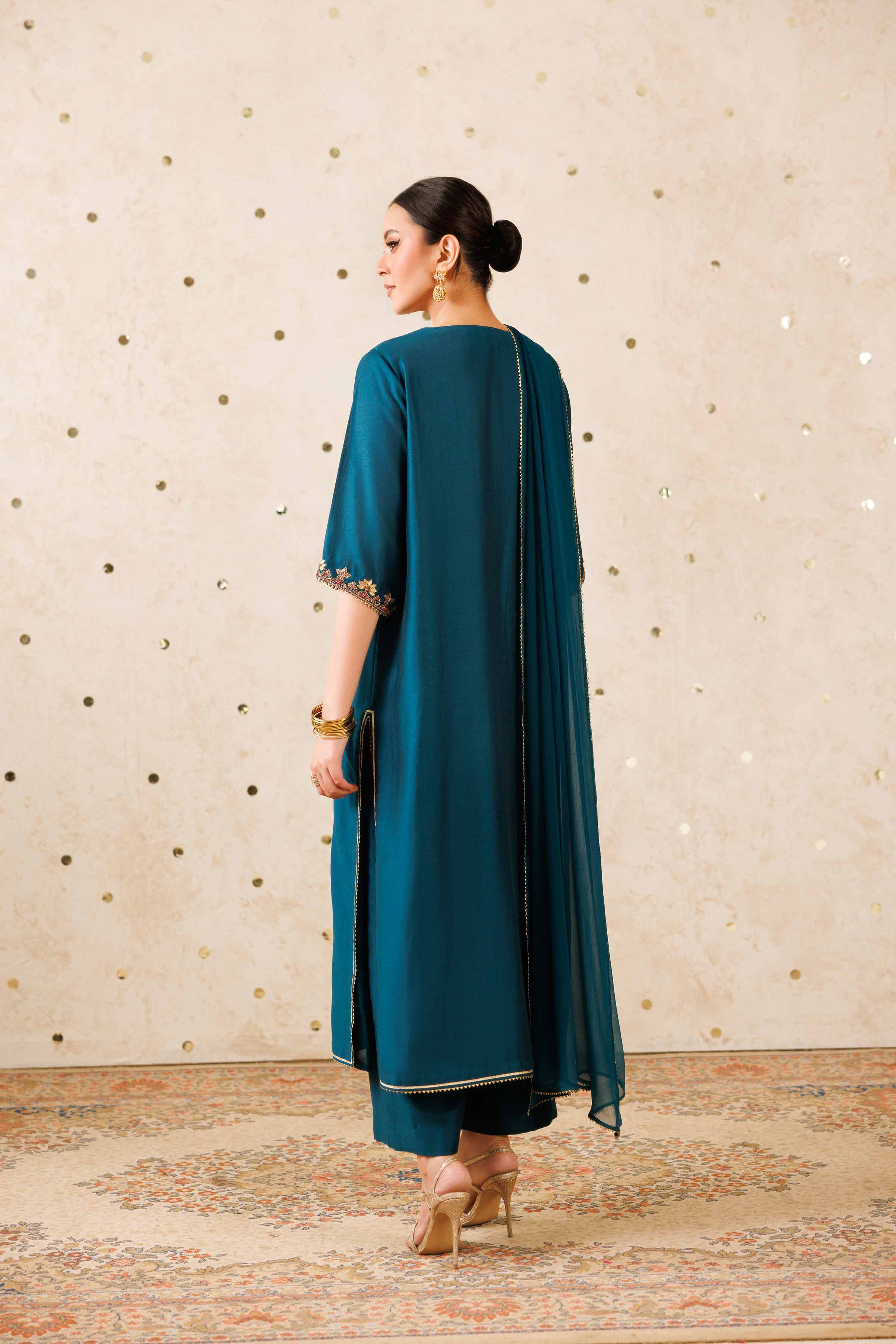 NISHATUAE - Blue Embroidered Fancy Bonanza 3-piece Ready to wear Suit