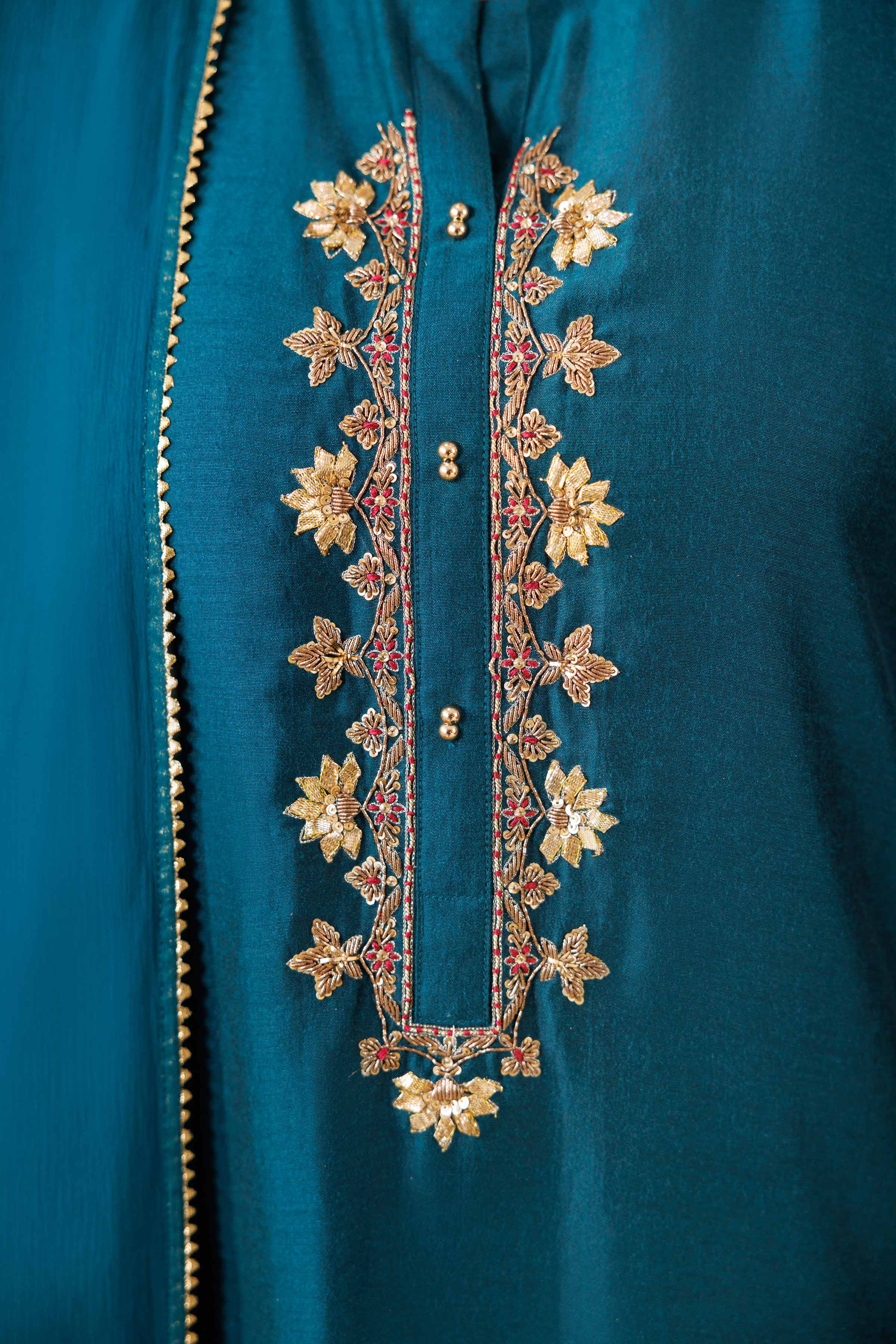 NISHATUAE - Blue Embroidered Fancy Bonanza 3-piece Ready to wear Suit
