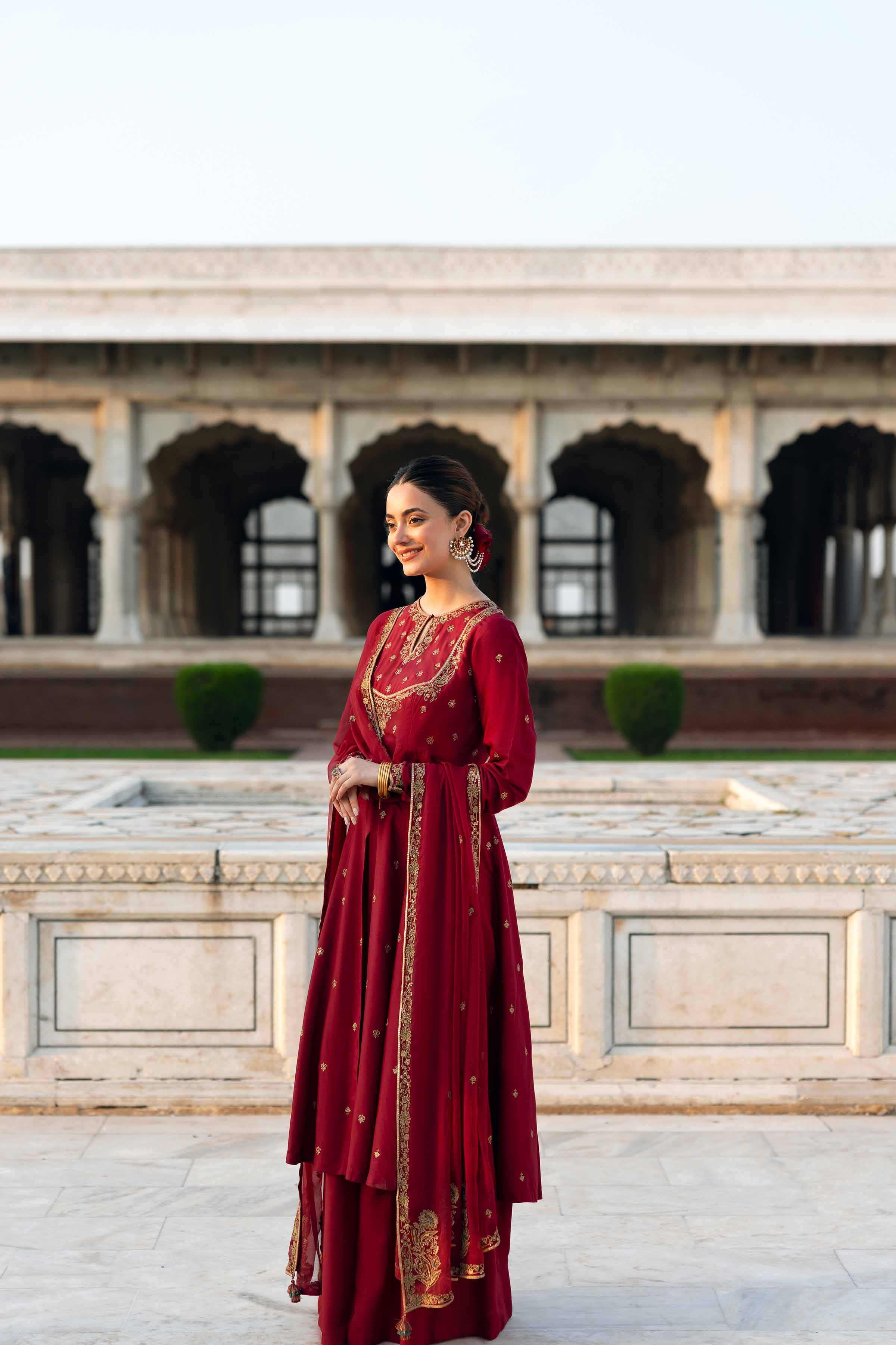 NISHATUAE - Red Embroidered Viscose 3-piece Ready to wear Suit