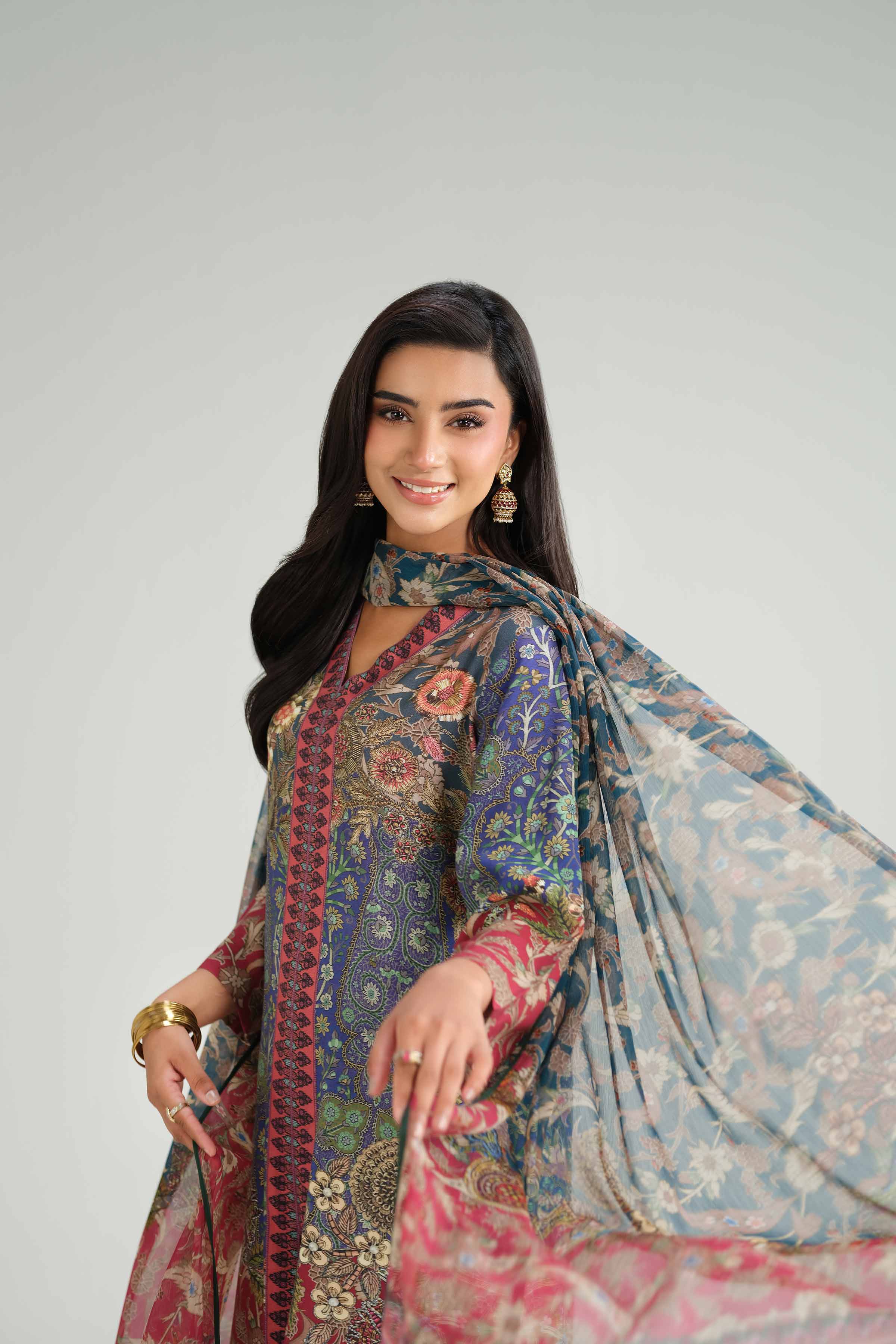 NISHATUAE - Multi Printed Silk 3-piece Ready to wear Suit
