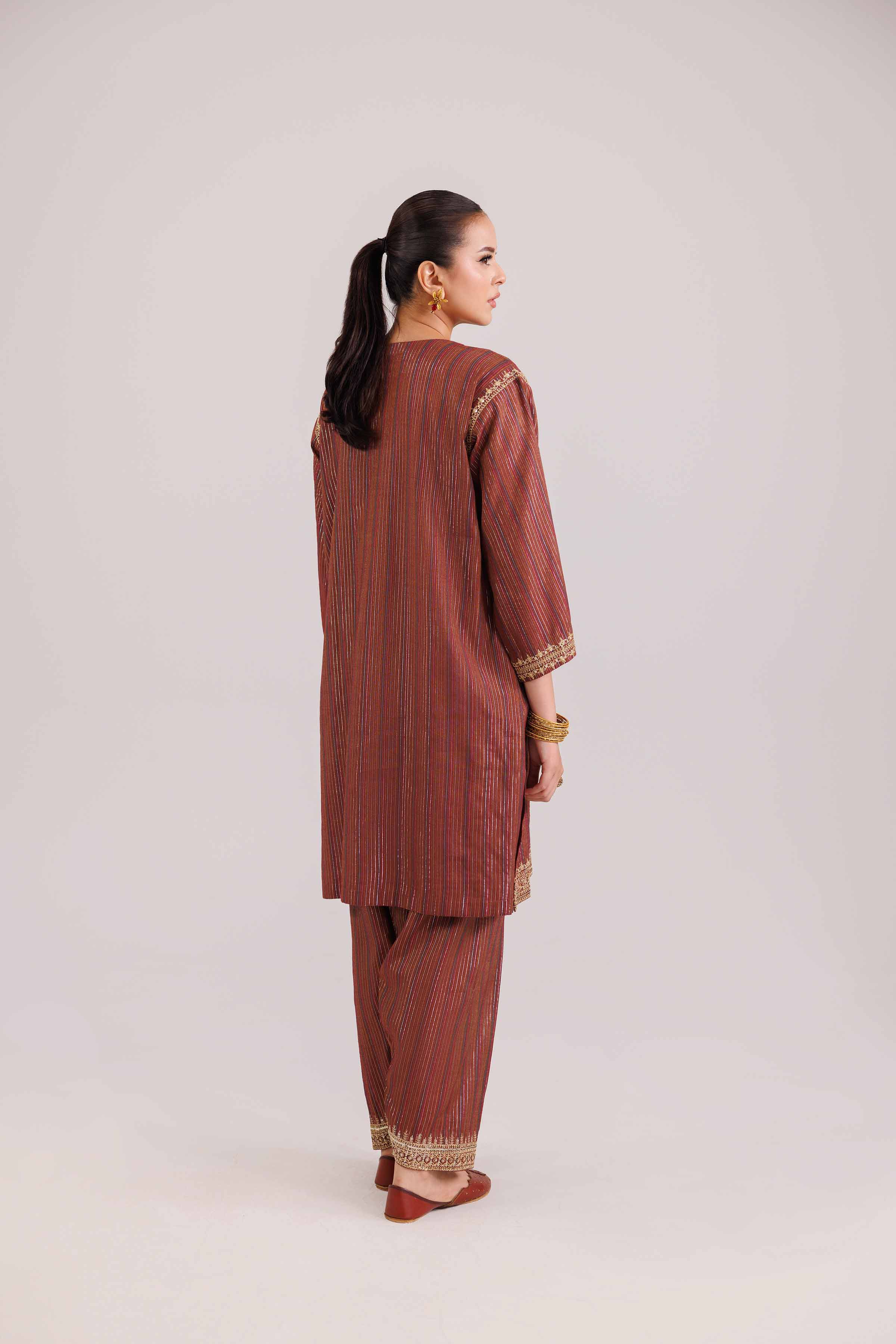 NishatUAE - Multi Embroidered Yarn Dyed 2-piece Ready To Wear Dress