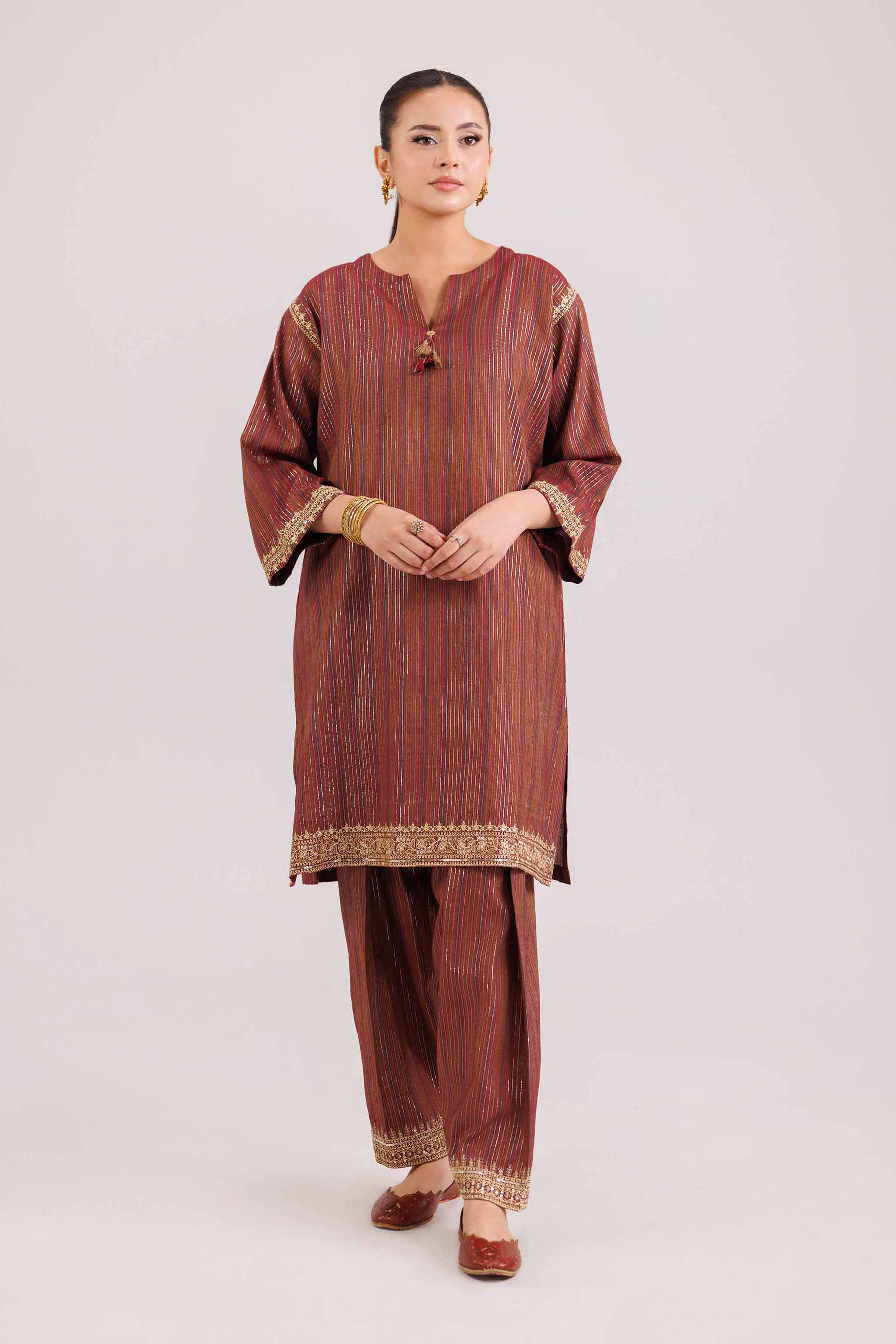 NishatUAE - Multi Embroidered Yarn Dyed 2-piece Ready To Wear Dress
