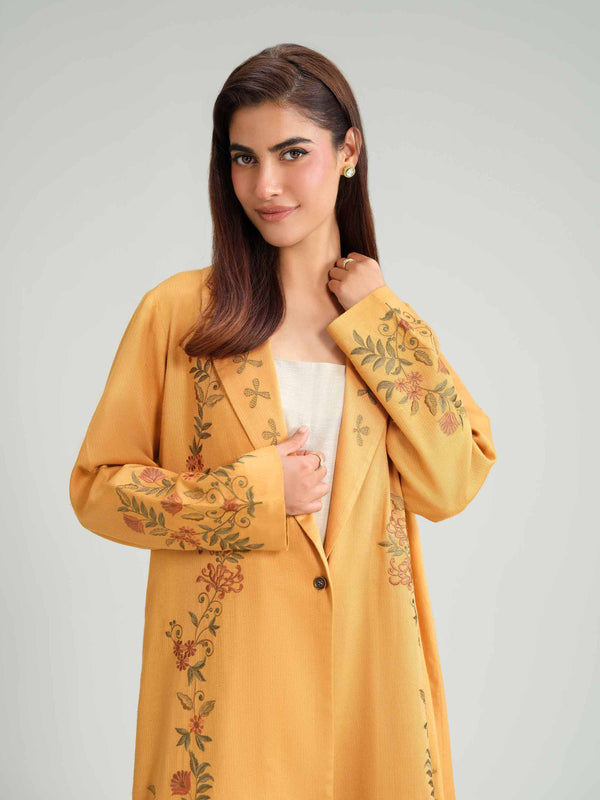 NISHATUAE - Mustard Embroidered Textured 2-piece Ready to wear Dress