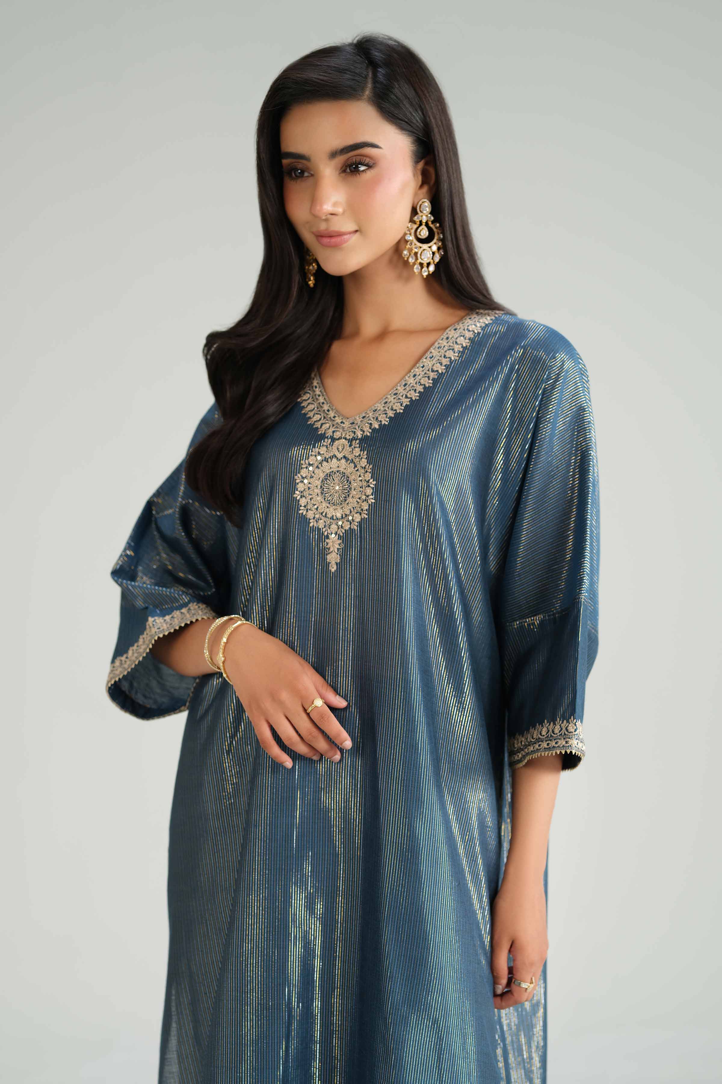 NishatUAE -  Blue Embroidered Yarn Dyed 2-piece Ready to wear Dress