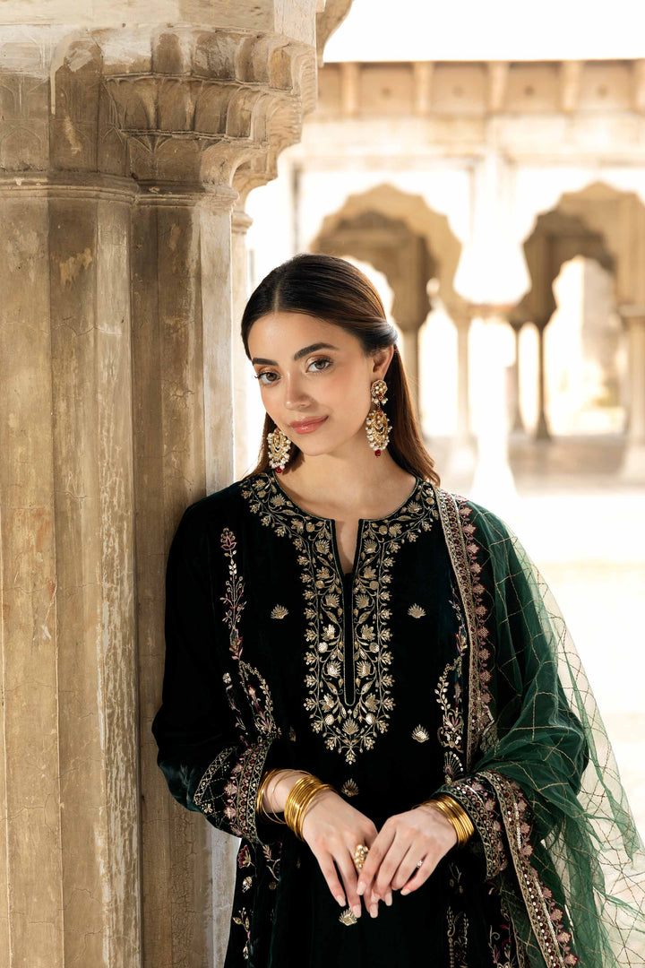 NISHATUAE - Green Embroidered Velvet 3-piece Ready to wear Suit