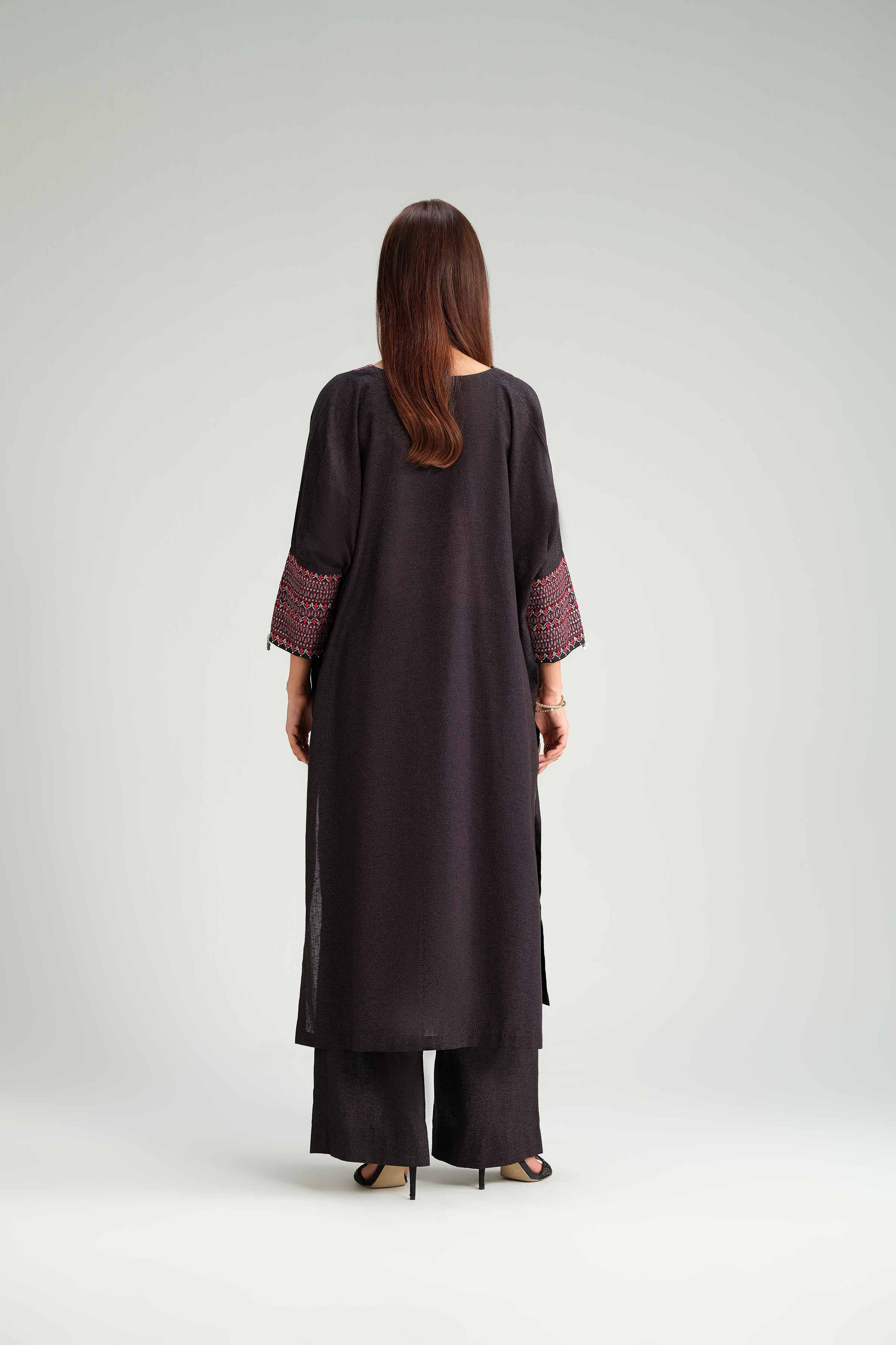 NISHATUAE - Black Embroidered Karandi 2-piece Ready to wear Dress