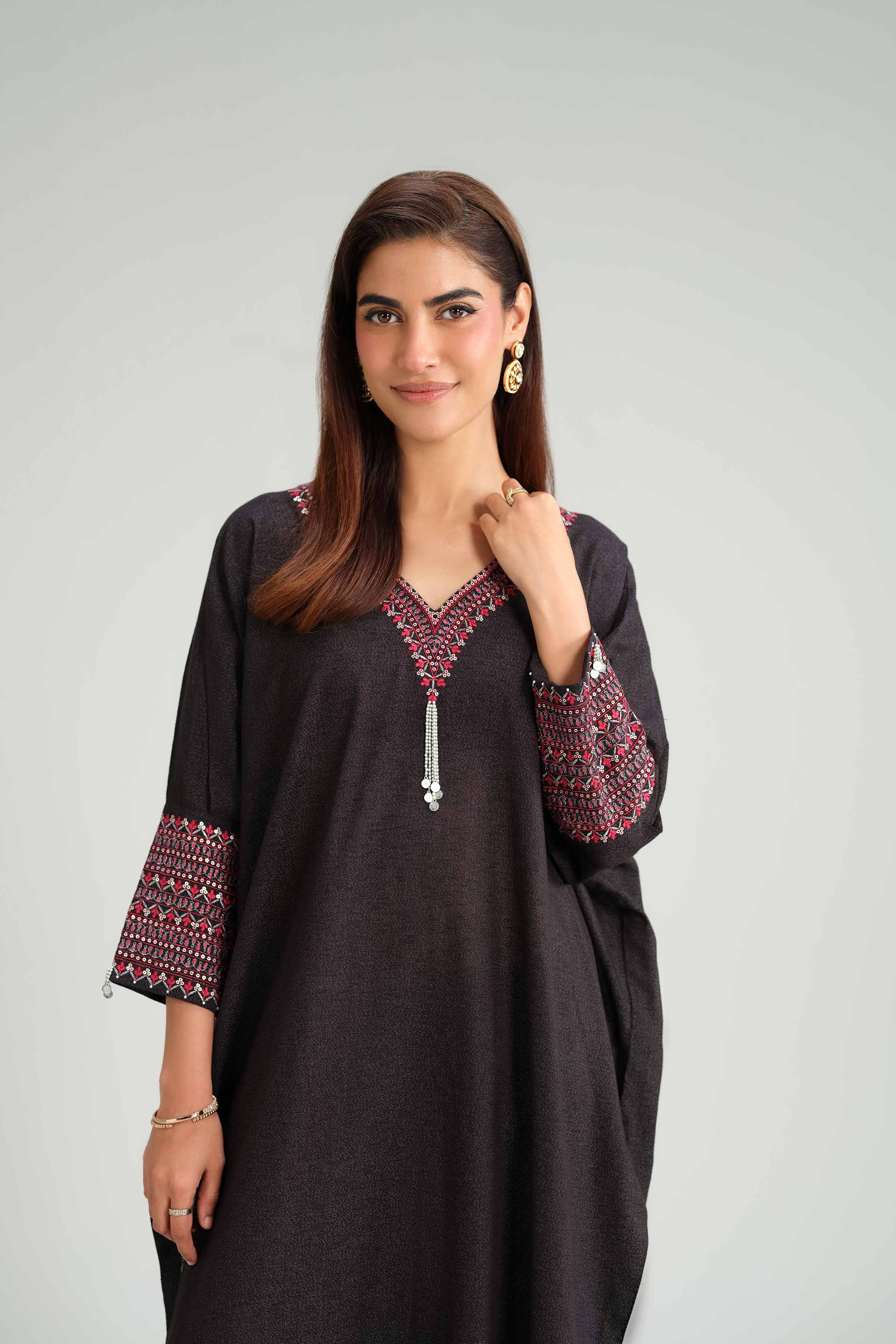 NISHATUAE - Black Embroidered Karandi 2-piece Ready to wear Dress