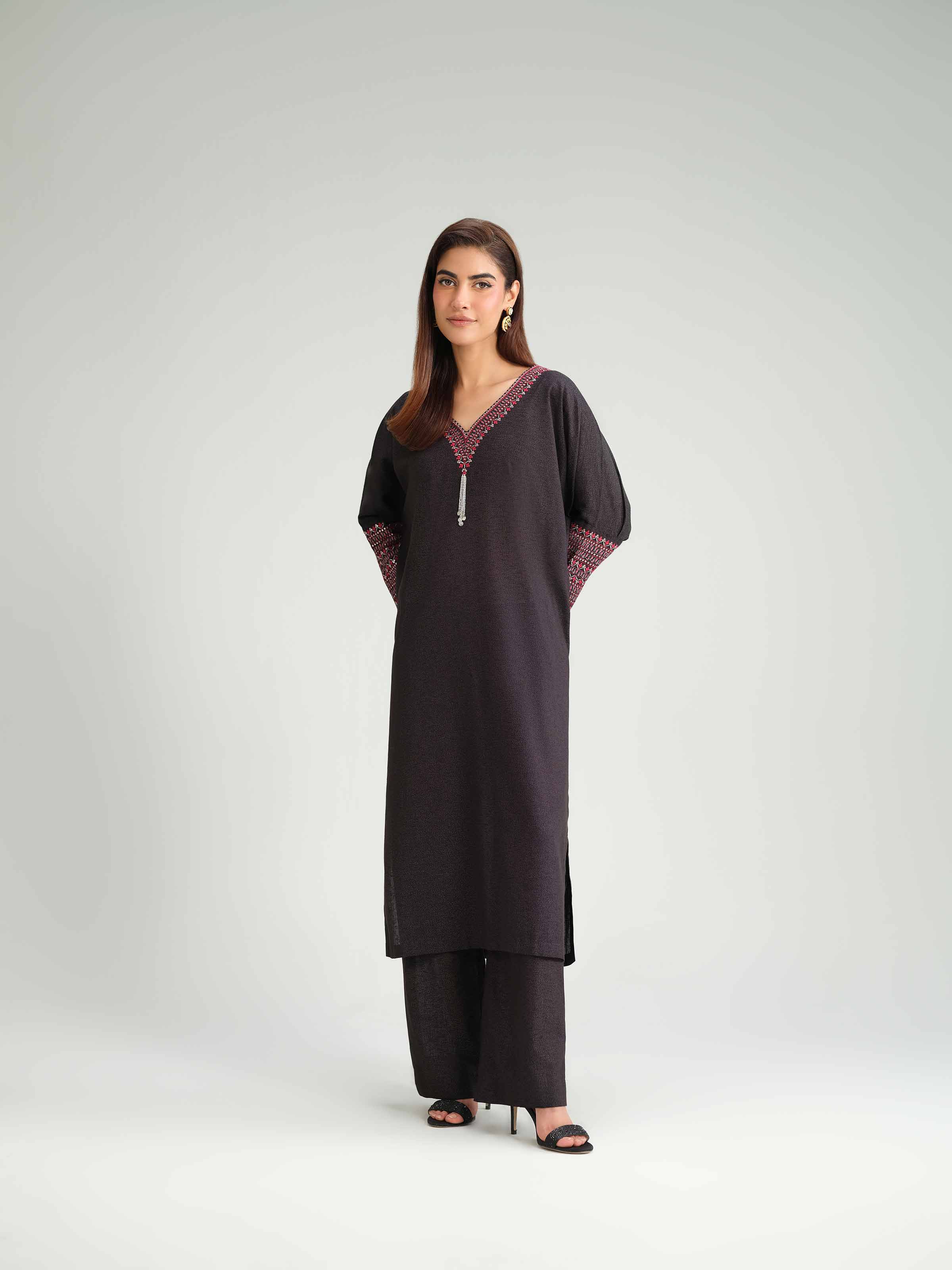 NISHATUAE - Black Embroidered Karandi 2-piece Ready to wear Dress