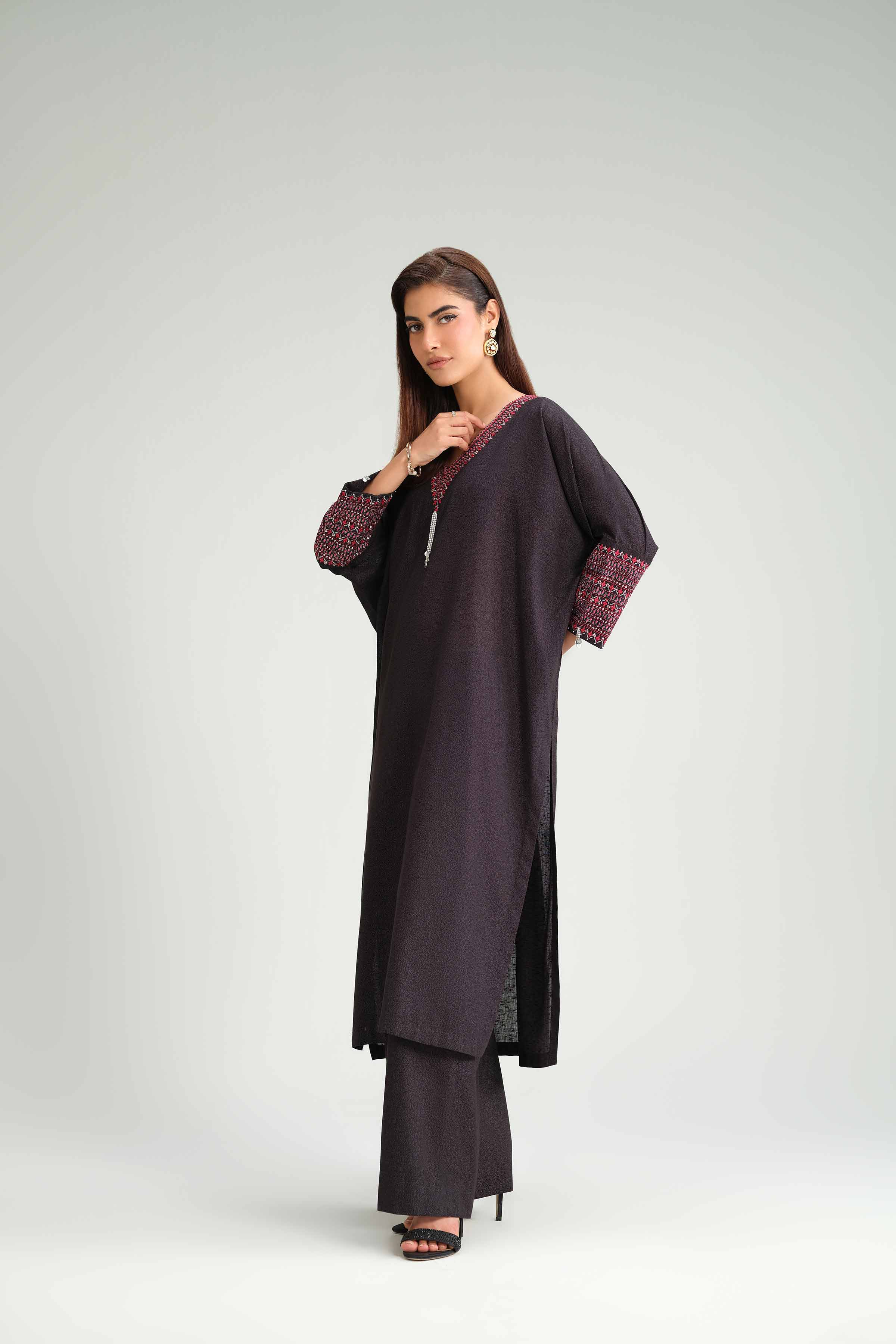 NISHATUAE - Black Embroidered Karandi 2-piece Ready to wear Dress