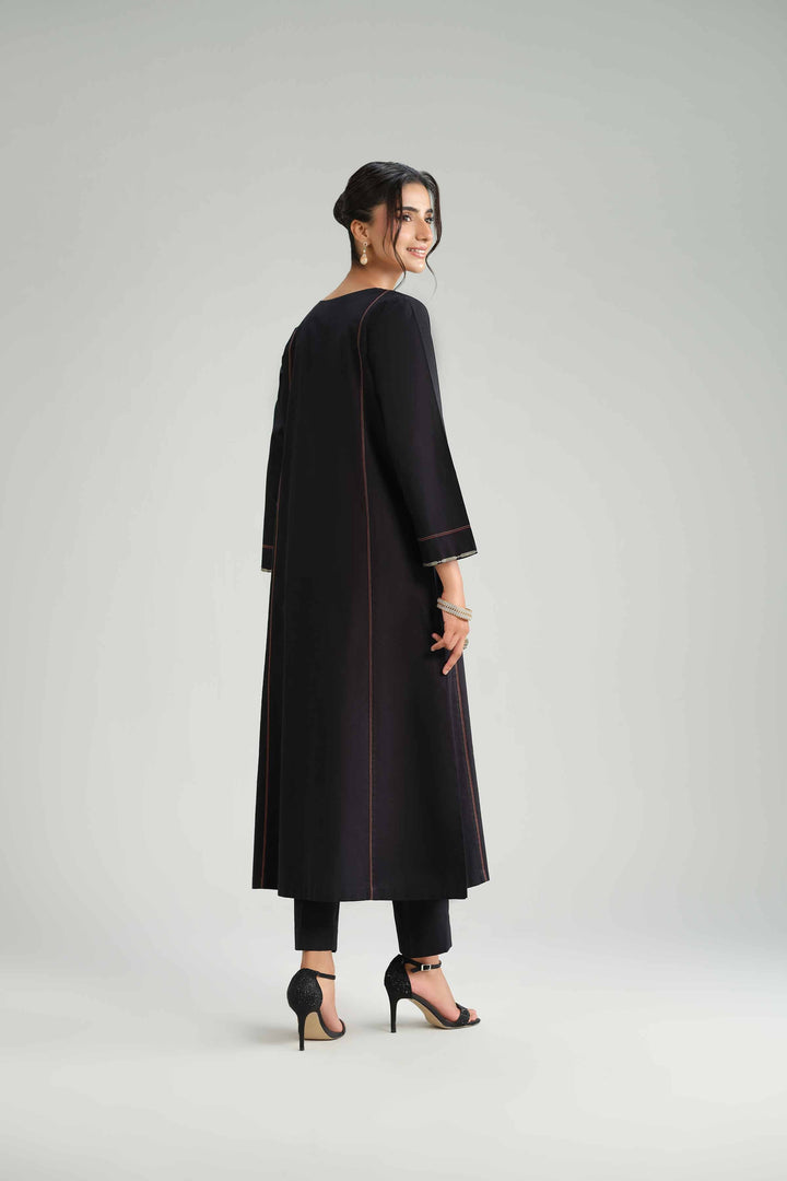 NishatUAE - Black Embroidered Karandi 2-piece Ready To Wear Dress