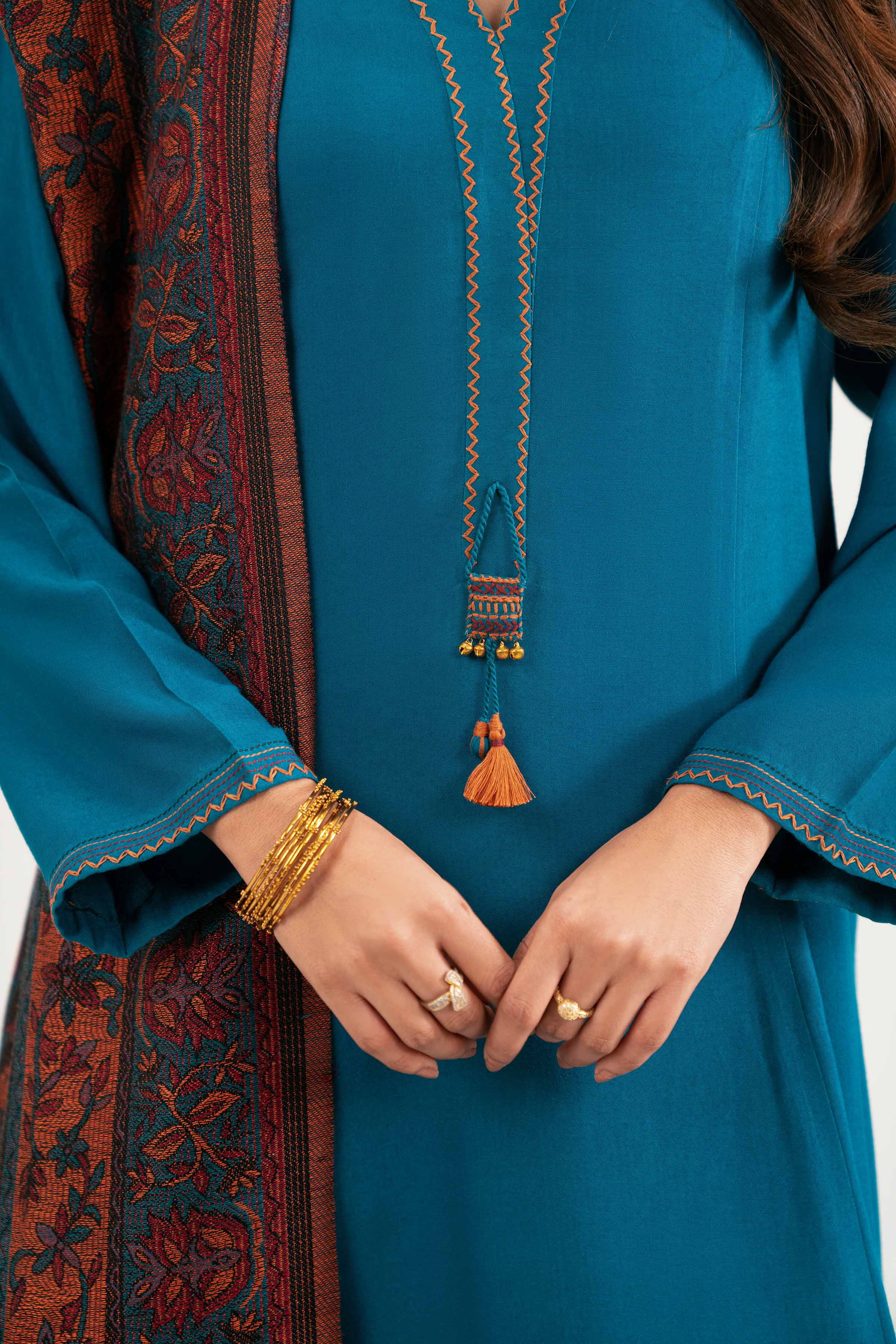 NISHATUAE - Blue Solids Linen 3-piece Ready to wear Suit