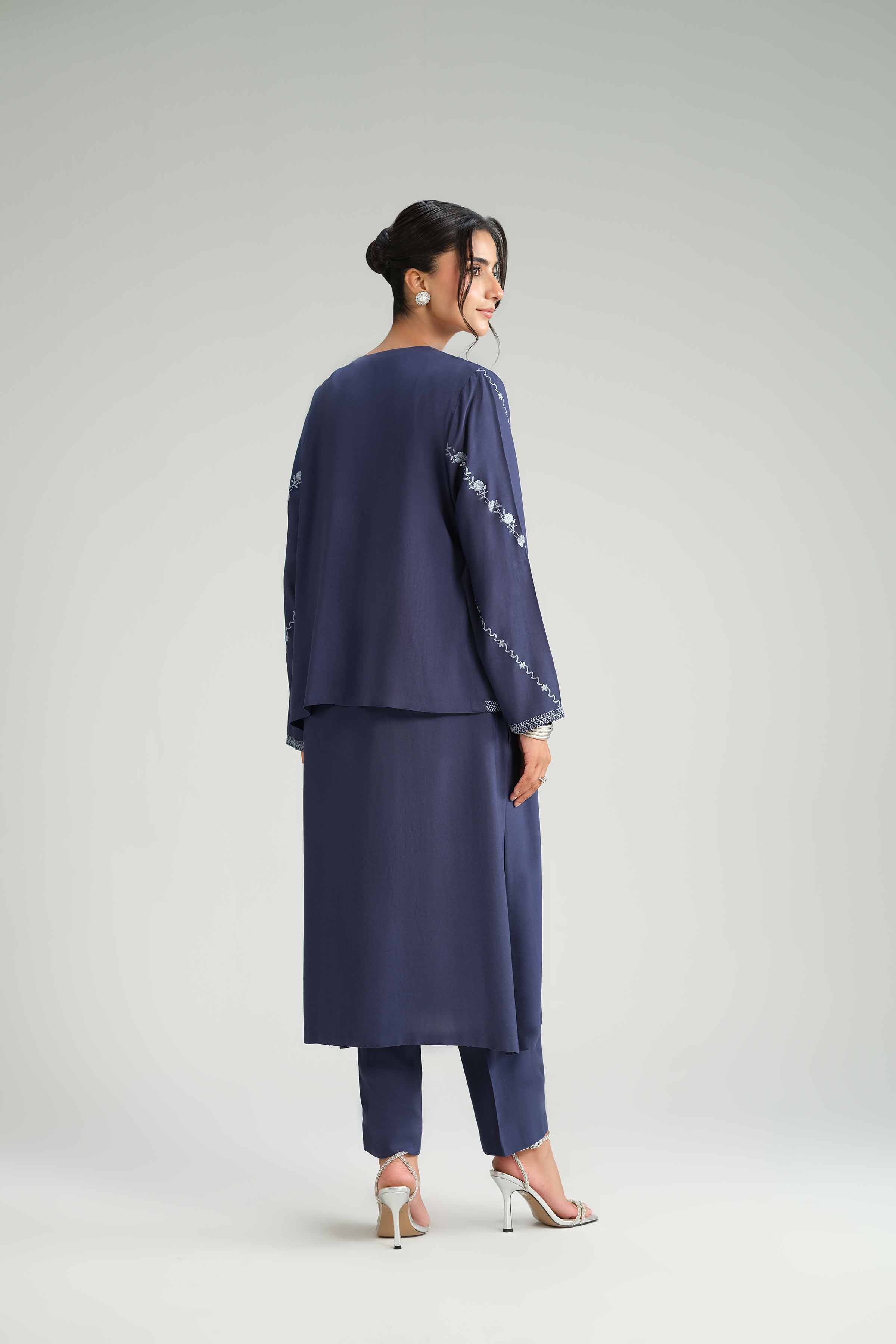 NishatUAE -  Blue Embroidered Linen Suit Ready to wear Suit