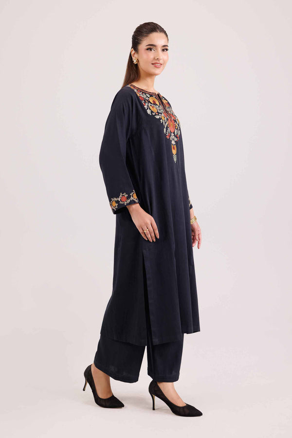 NishatUAE -  Black Embroidered Satin 2-piece Ready to wear Dress