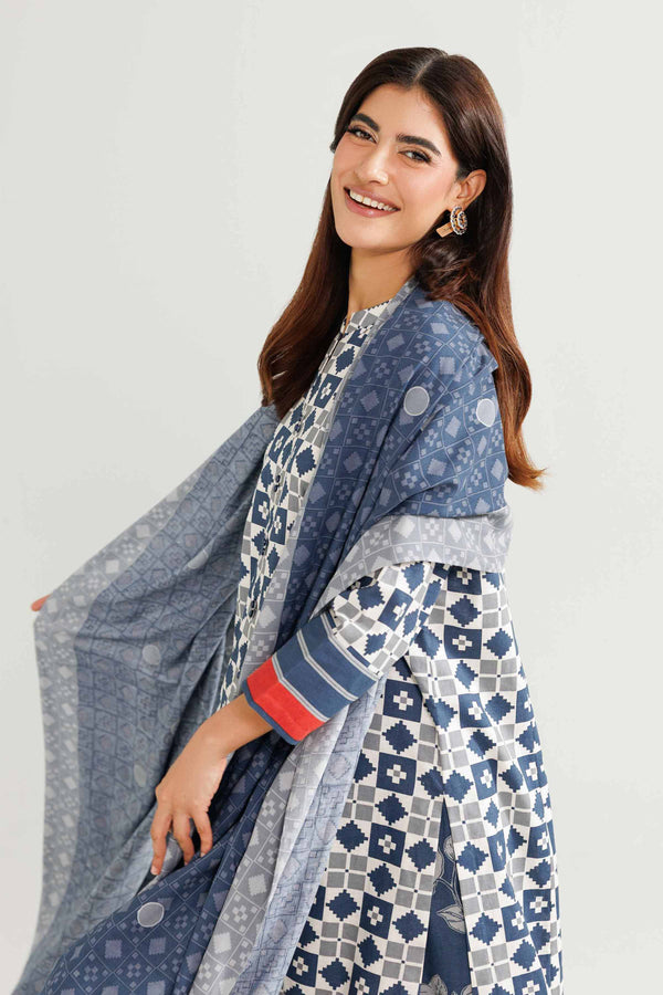 NISHATUAE - Multi Printed Linen 3-piece Ready to wear Suit