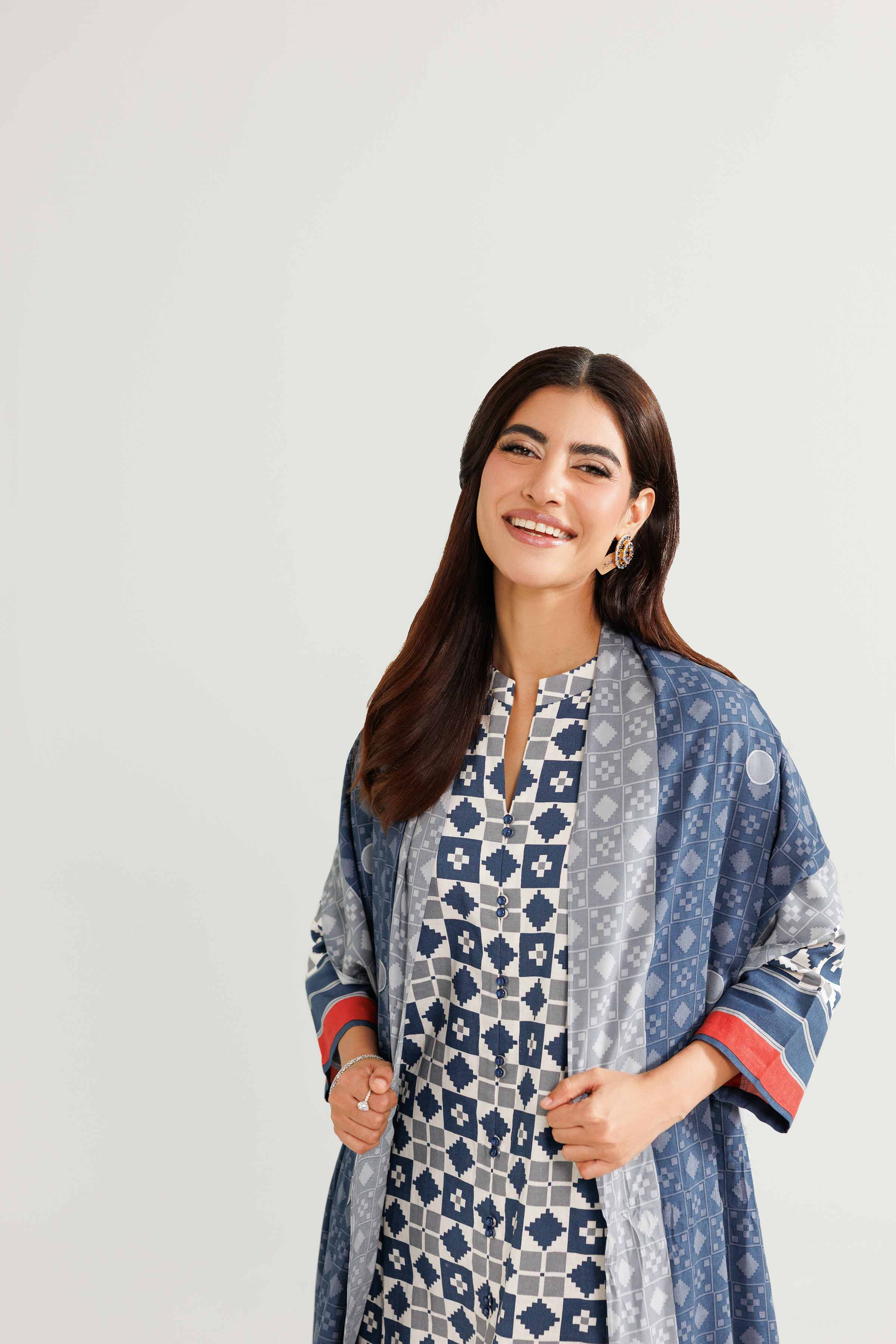 NISHATUAE - Multi Printed Linen 3-piece Ready to wear Suit