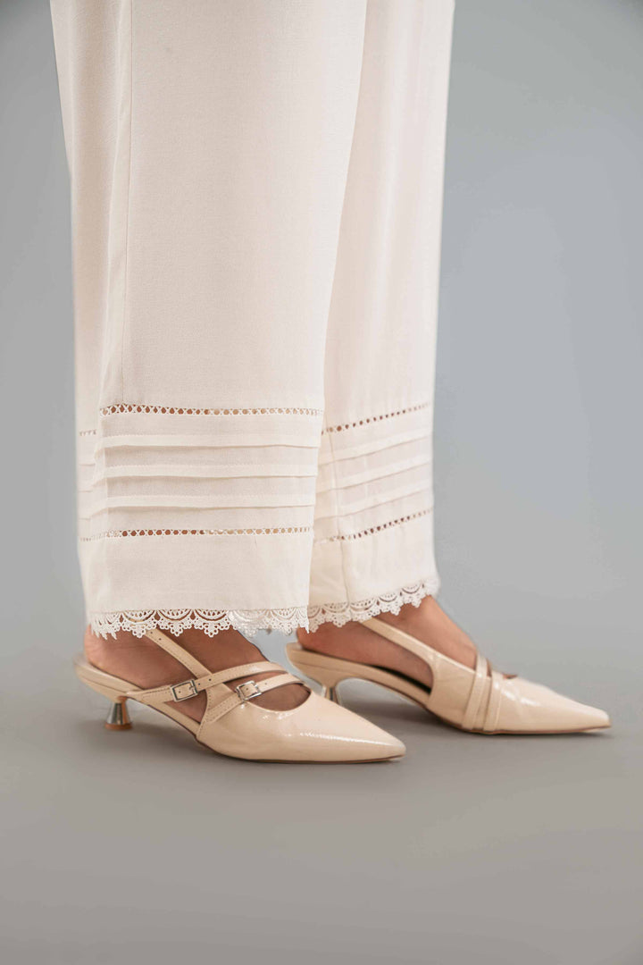 NISHATUAE - White Solids Grip Ready to wear Trousers