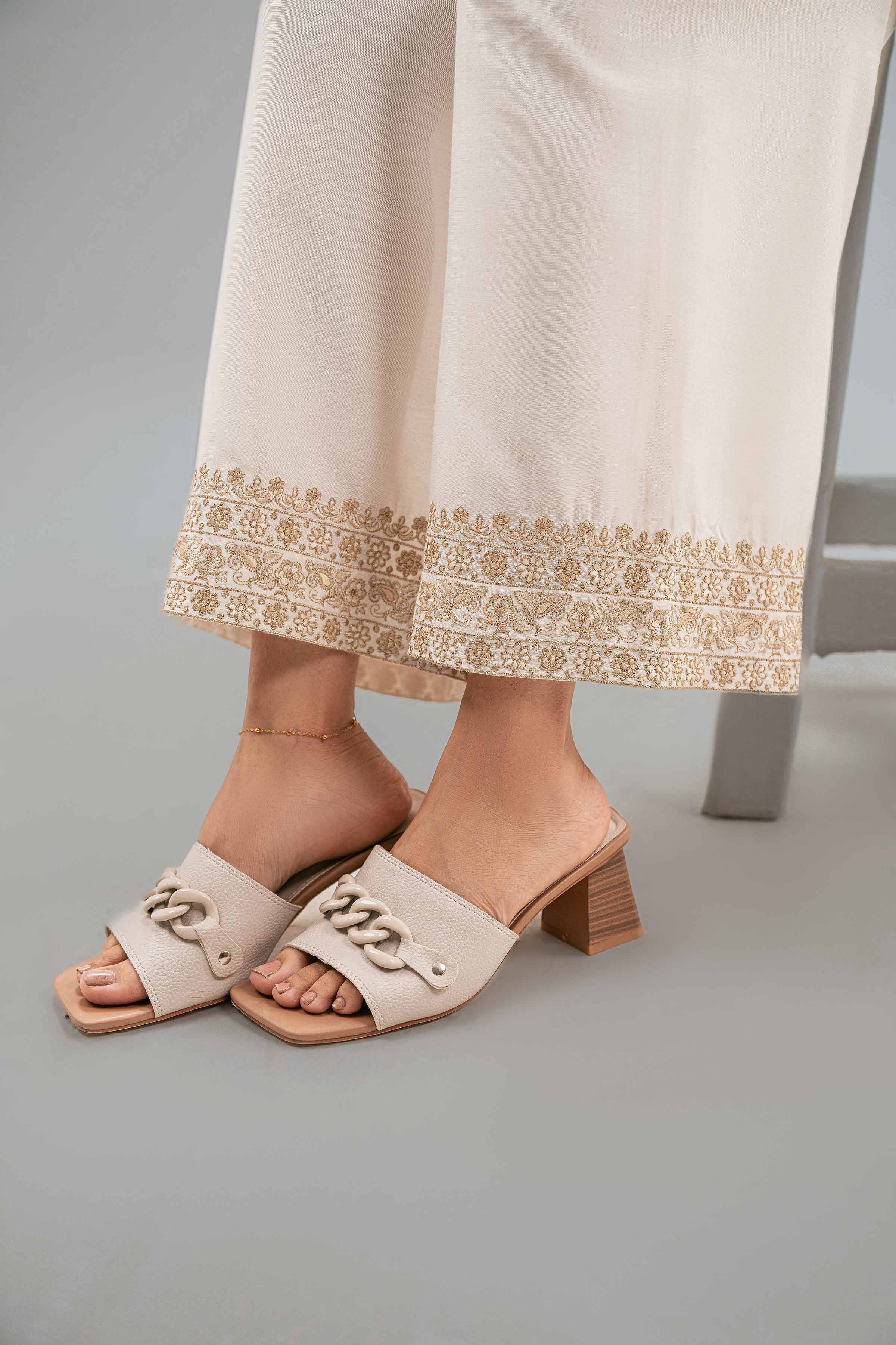 NISHATUAE - White Embroidered Silk Ready to wear Pants