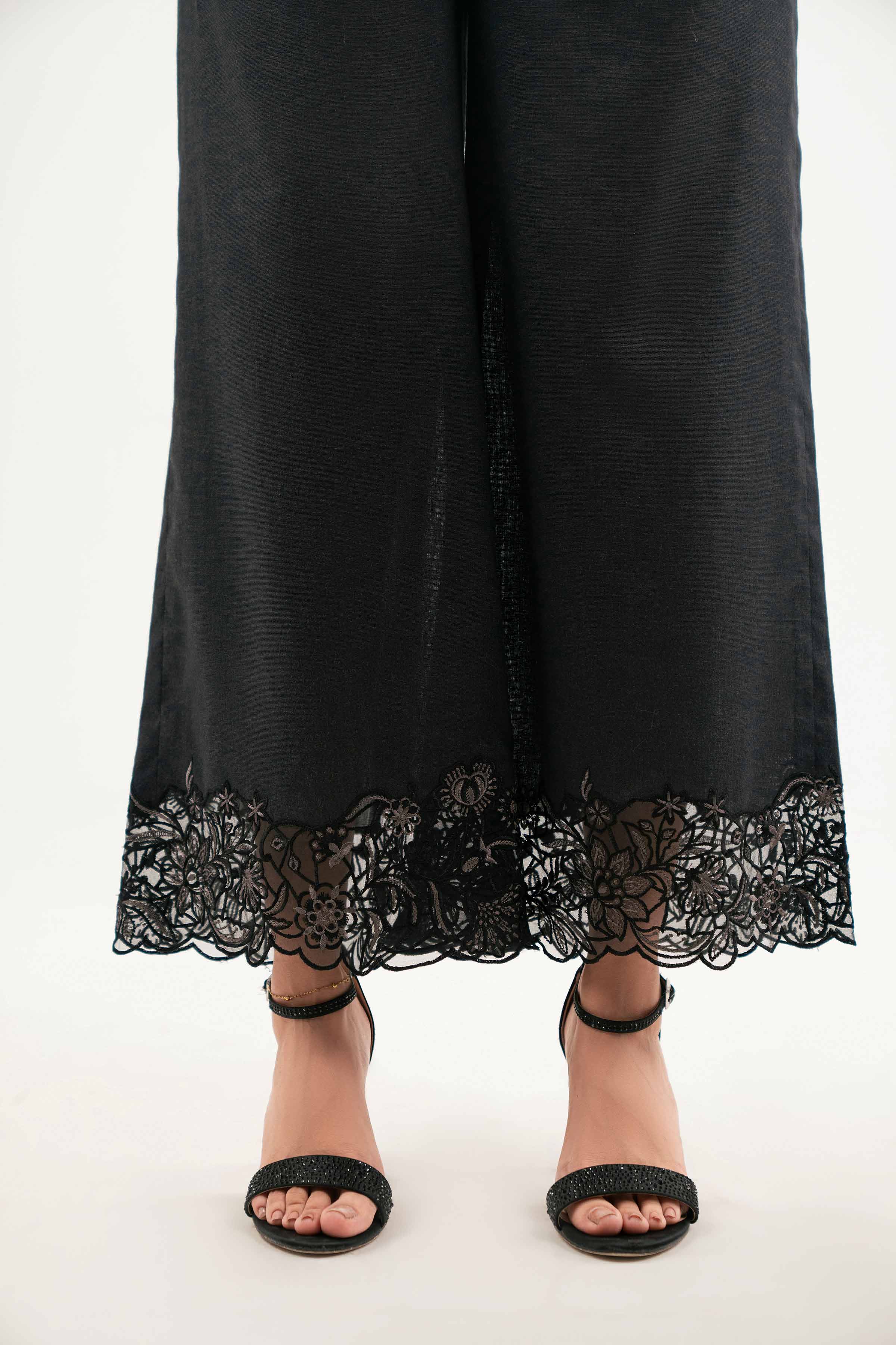 NISHATUAE - Black Embroidered Karandi Ready to wear Pants