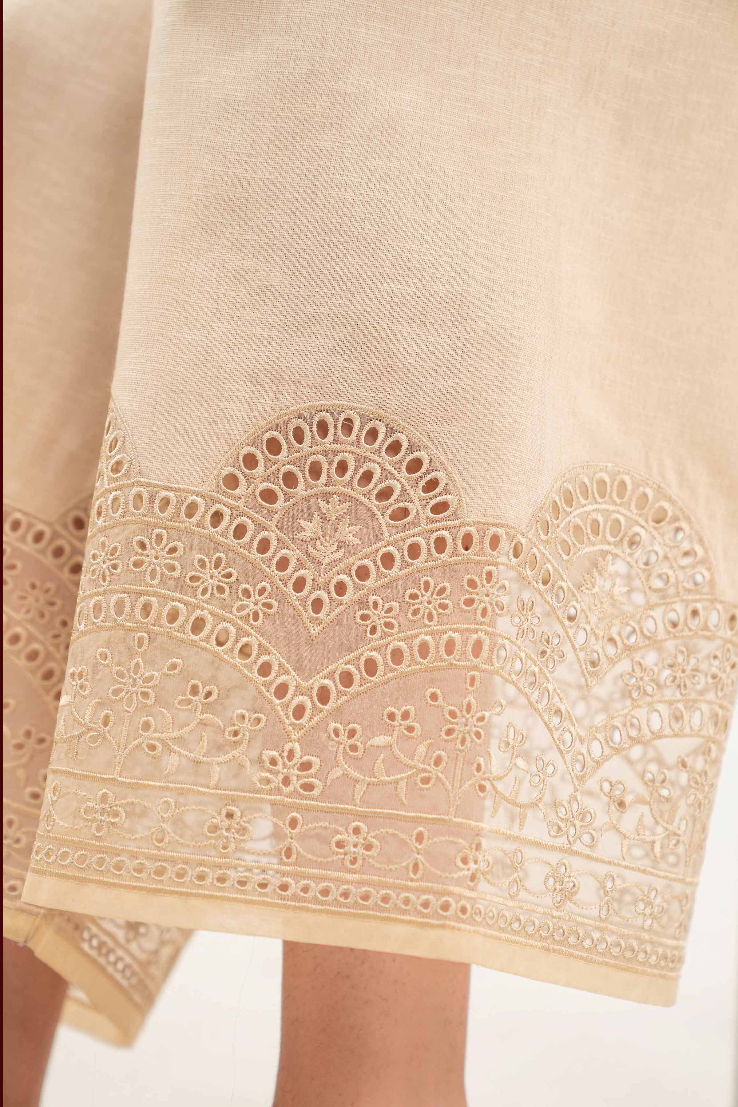 NISHATUAE - Beige Embroidered Karandi Ready to wear Trousers