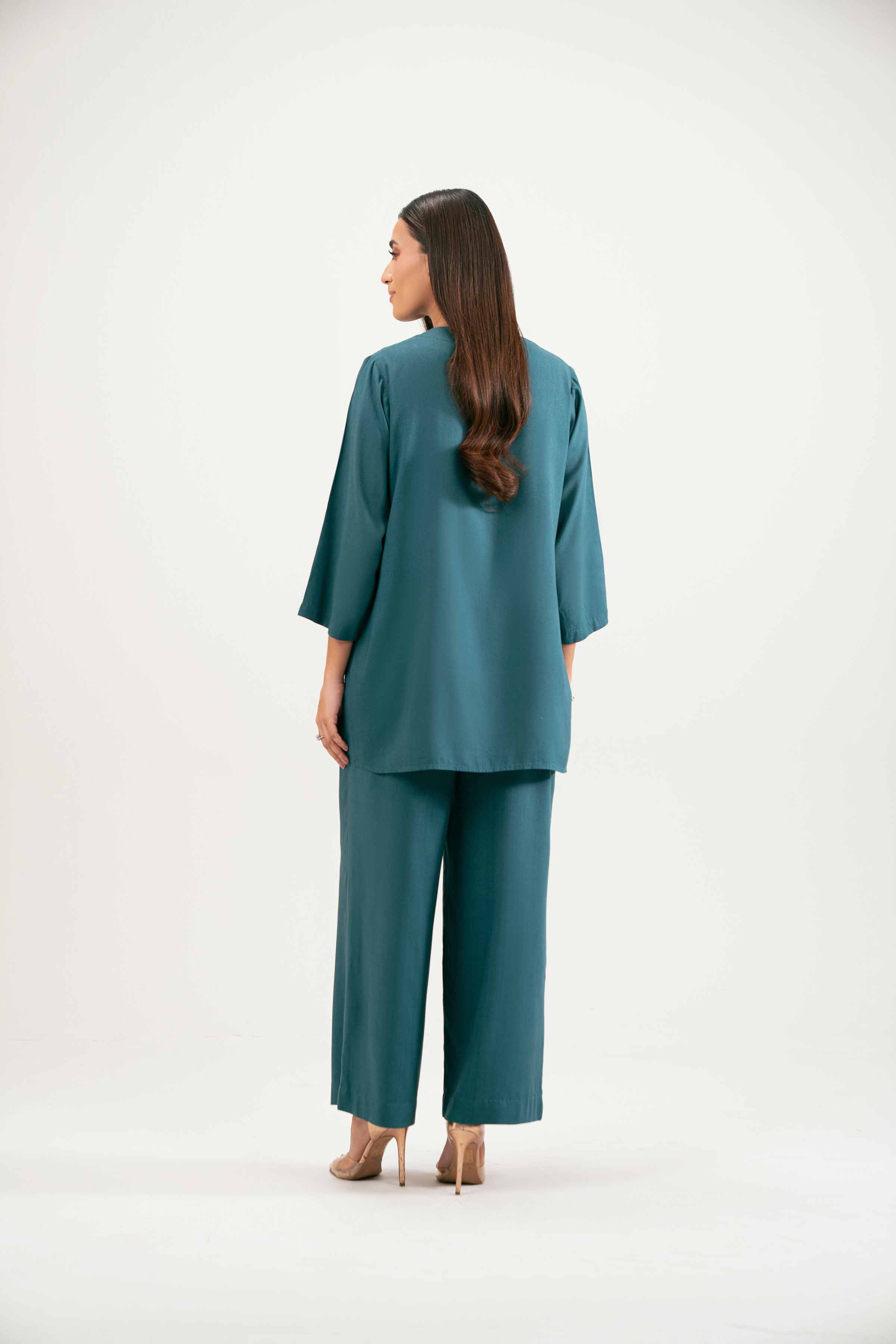 NISHATUAE - Blue Embroidered Linen 3-piece Ready to wear Suit