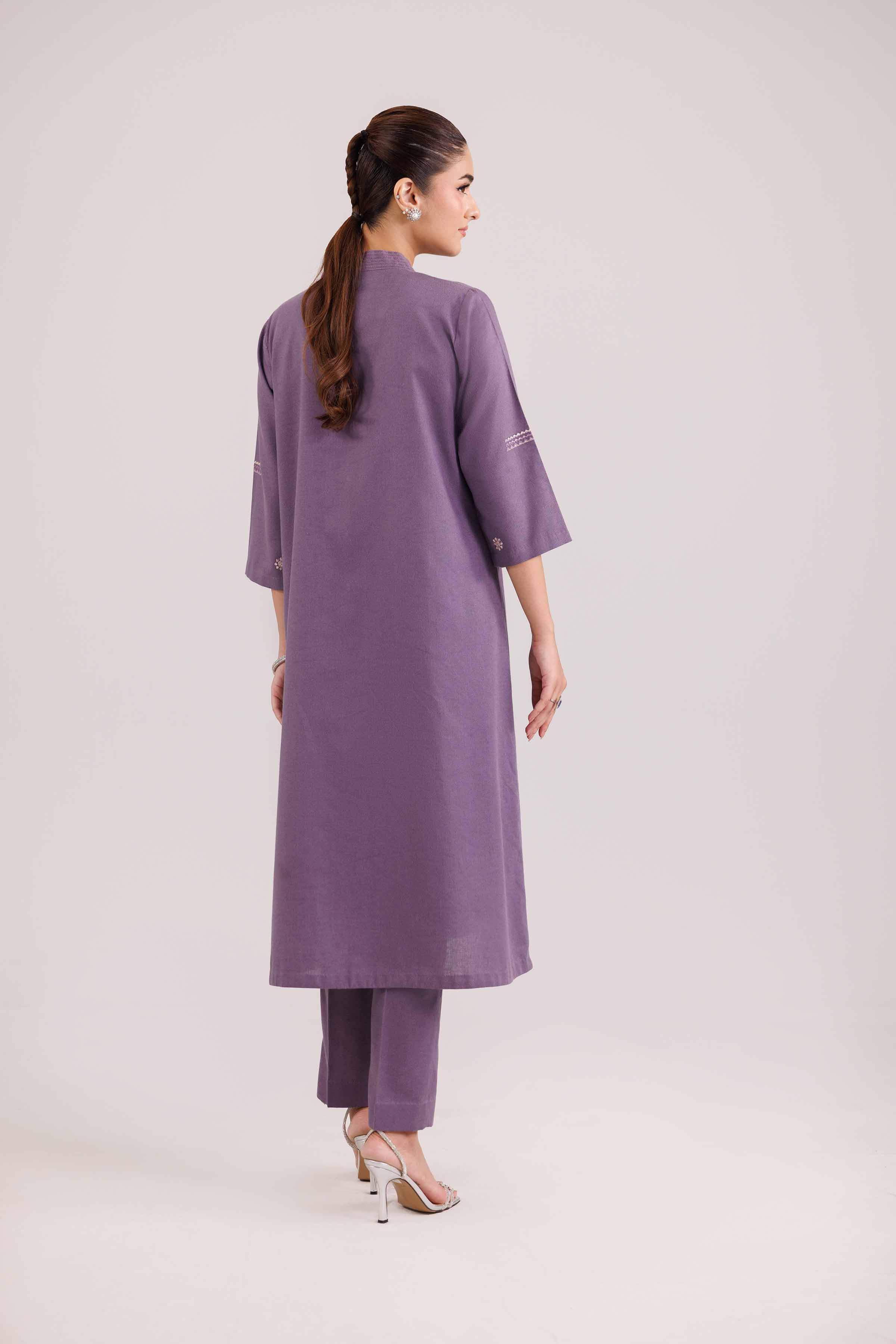 NISHATUAE - Purple Embroidered Karandi 2-piece Ready to wear Dress