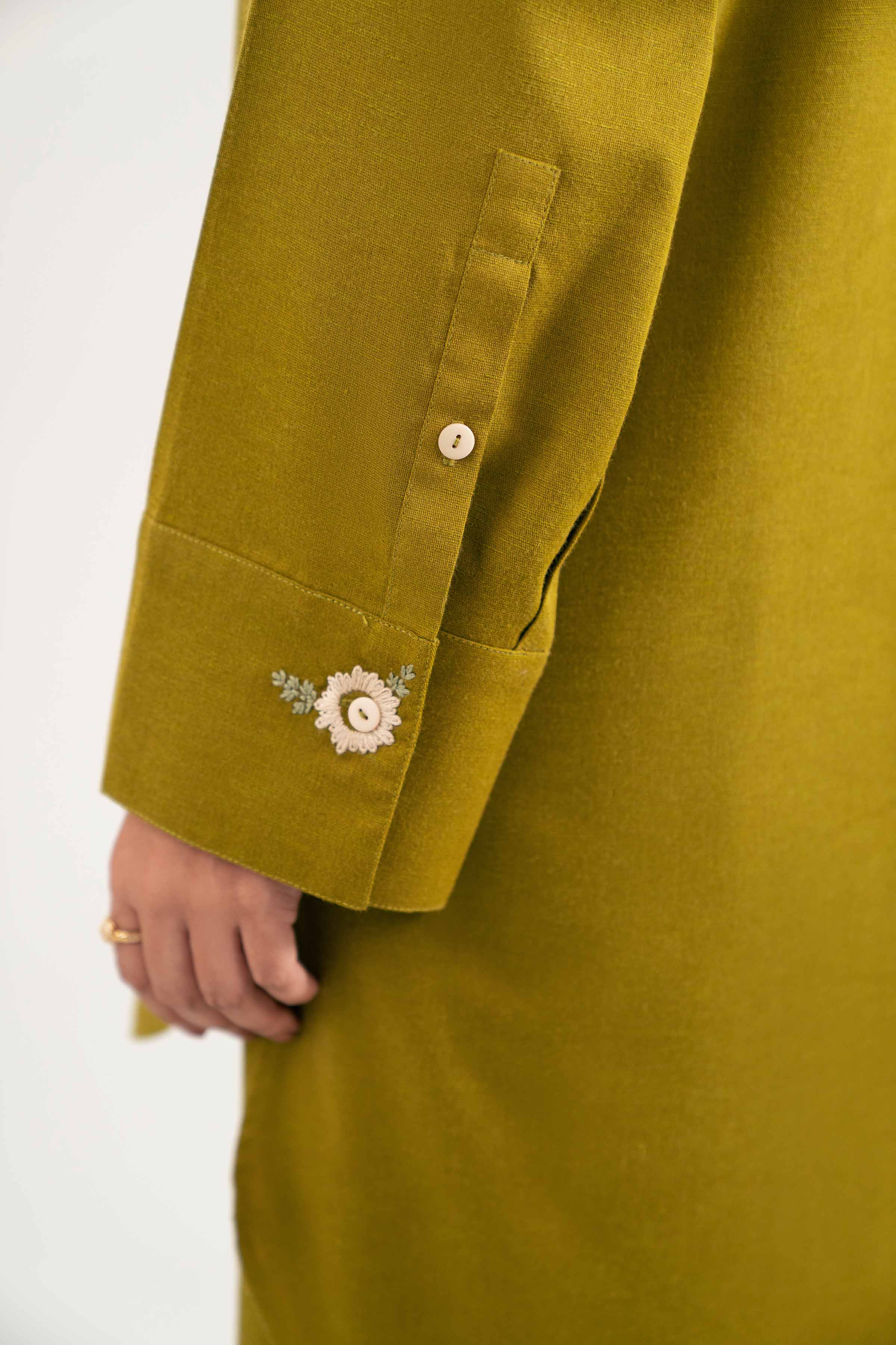 NISHATUAE - Green Embroidered Karandi 2-piece Ready to wear Dress