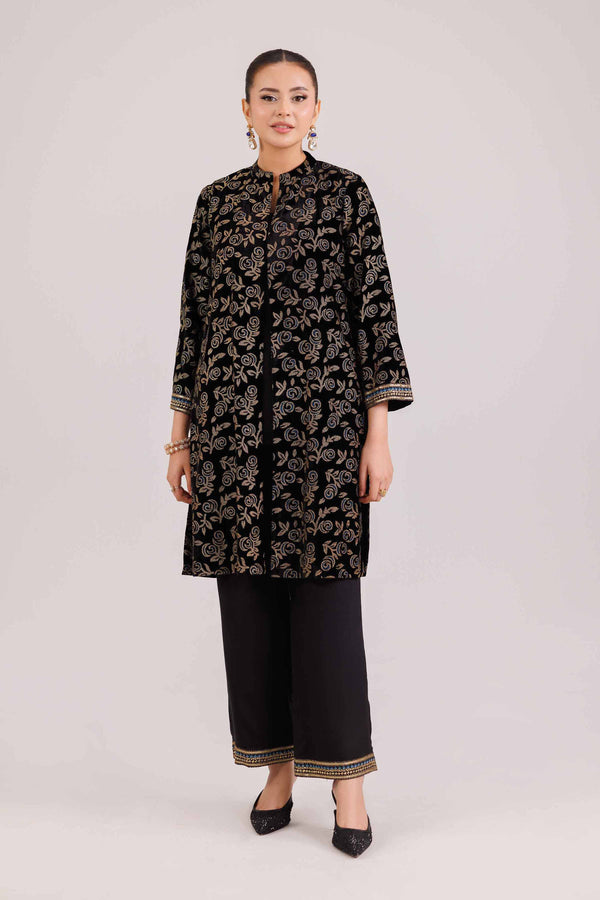 NishatUAE -  Black Embroidered Velvet 2-piece Ready to wear Dress