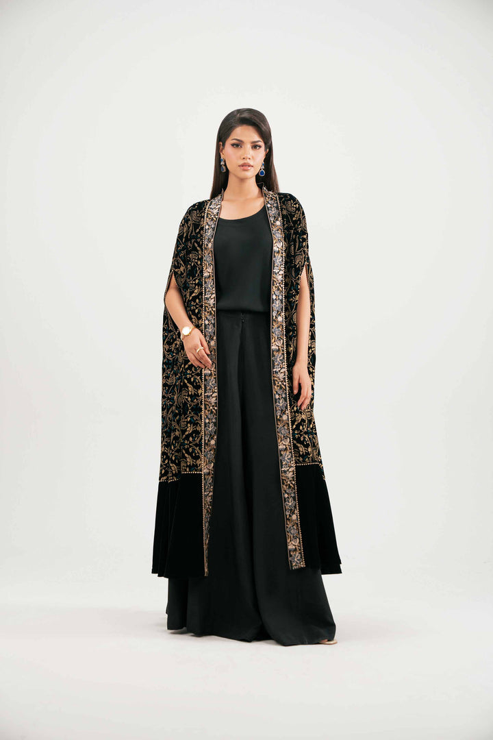 NishatUAE - Black Embroidered Velvet 3-piece Ready To Wear Suit
