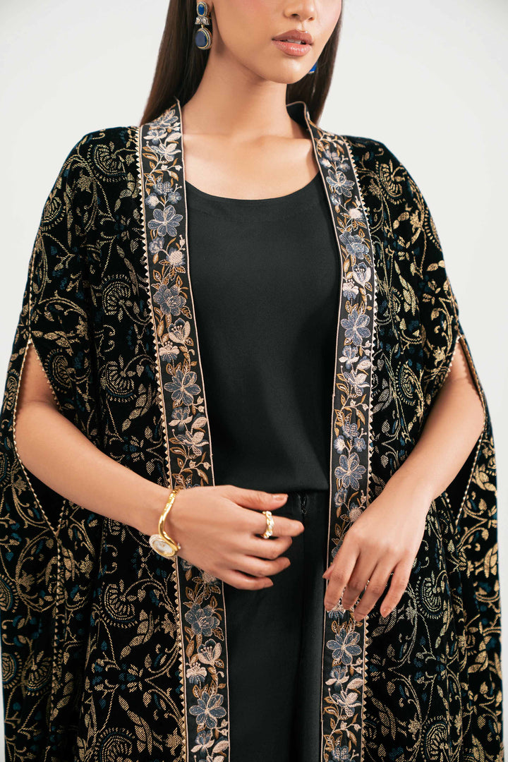 NishatUAE - Black Embroidered Velvet 3-piece Ready To Wear Suit