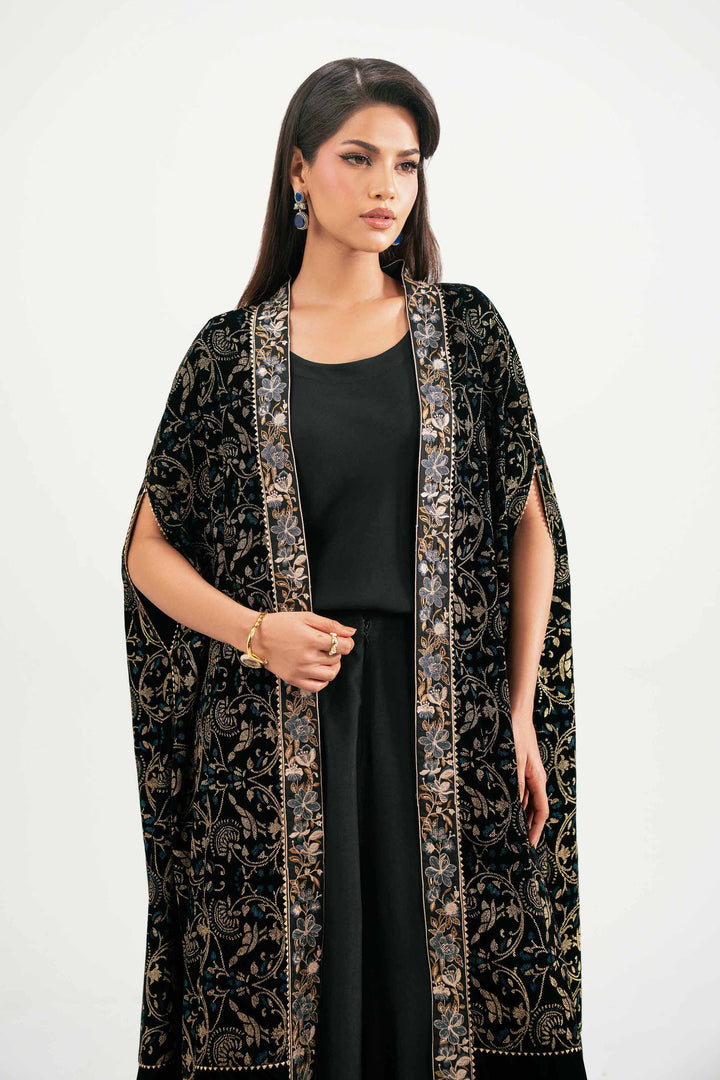 NishatUAE - Black Embroidered Velvet 3-piece Ready To Wear Suit