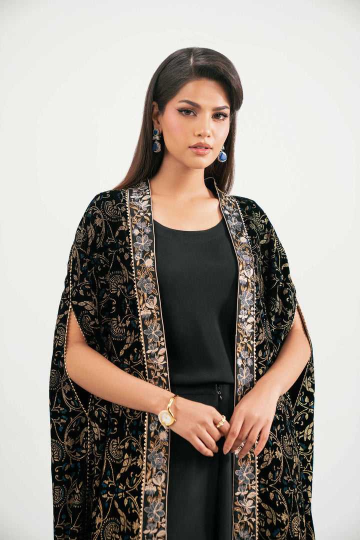 NishatUAE - Black Embroidered Velvet 3-piece Ready To Wear Suit
