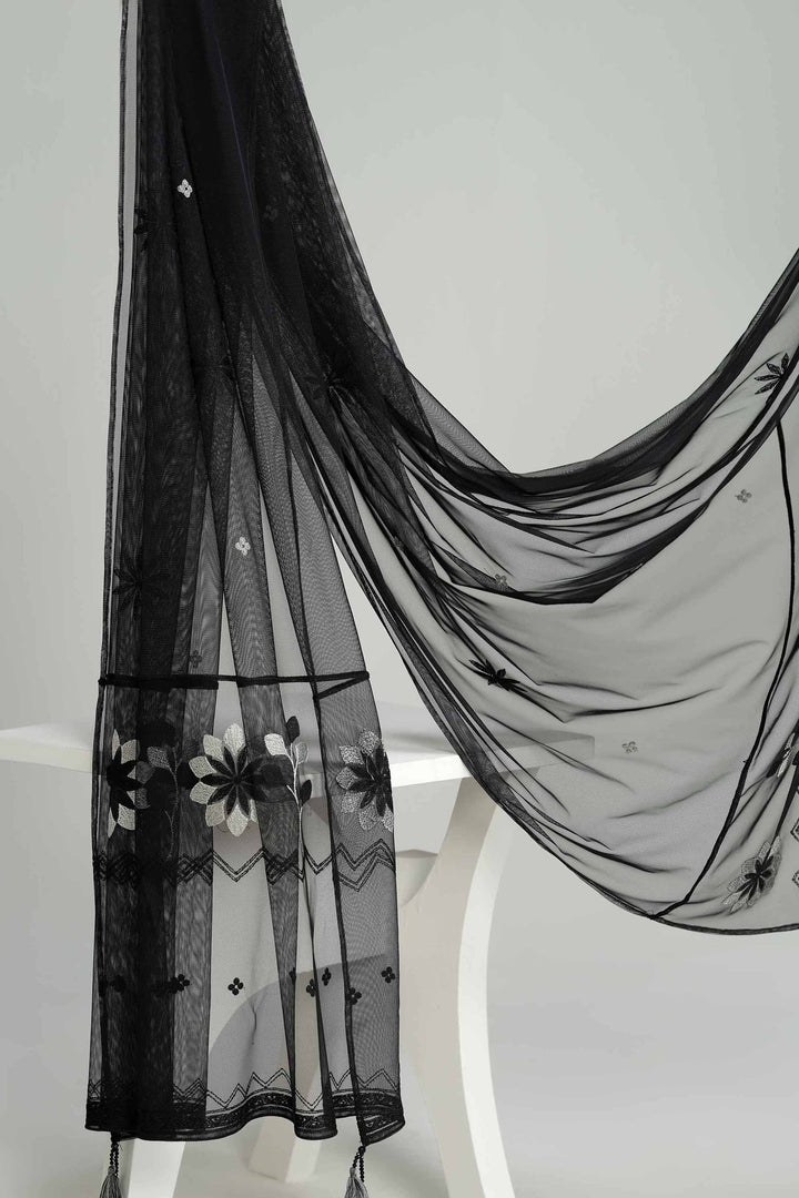 NISHATUAE - Black Embroidered Net dupatta