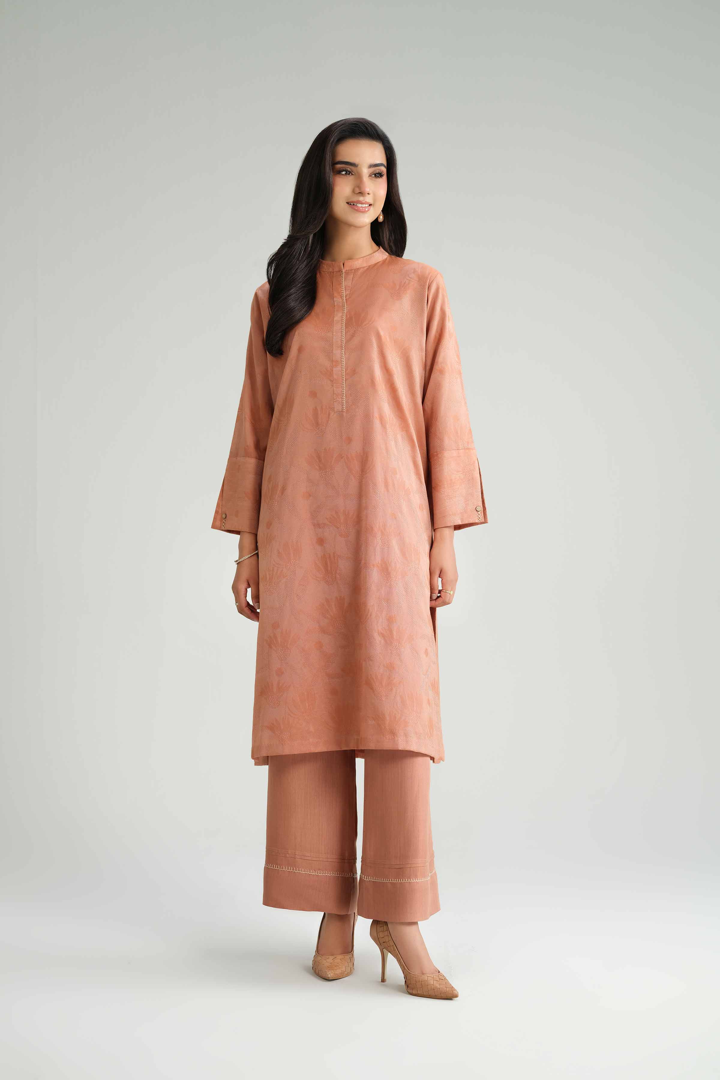 NISHATUAE - Pink Solids Jacquard 2-piece Ready to wear Dress