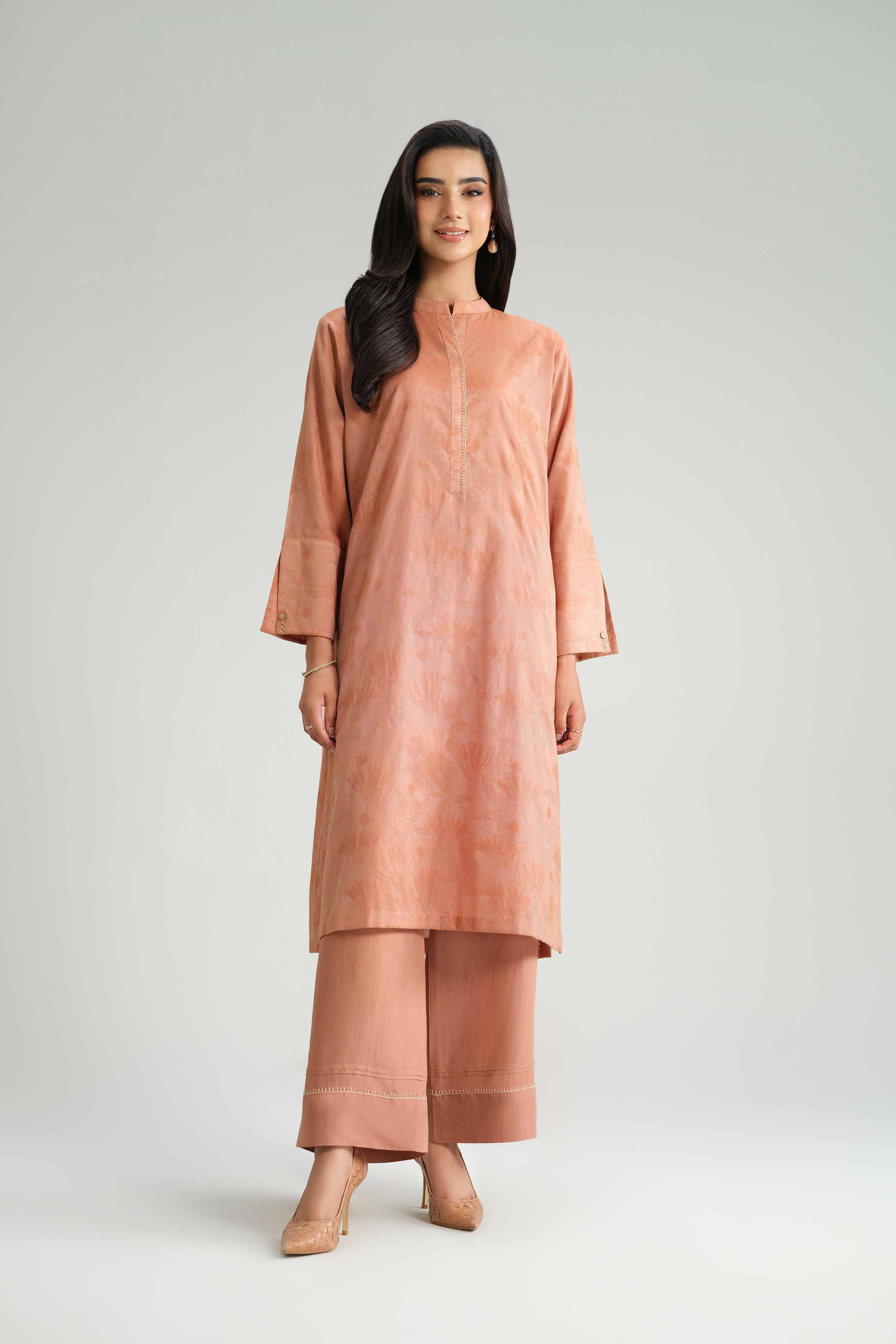 NISHATUAE - Pink Solids Jacquard 2-piece Ready to wear Dress