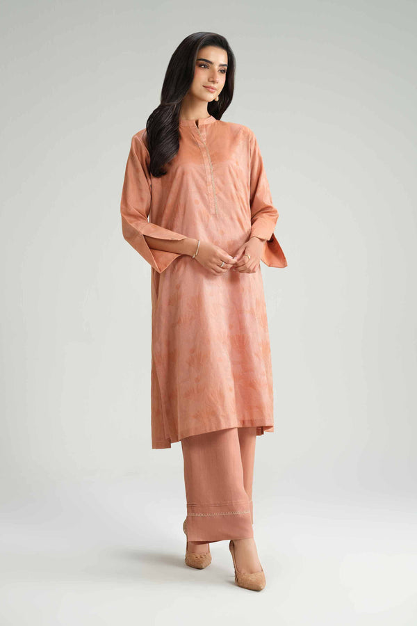 NISHATUAE - Pink Solids Jacquard 2-piece Ready to wear Dress