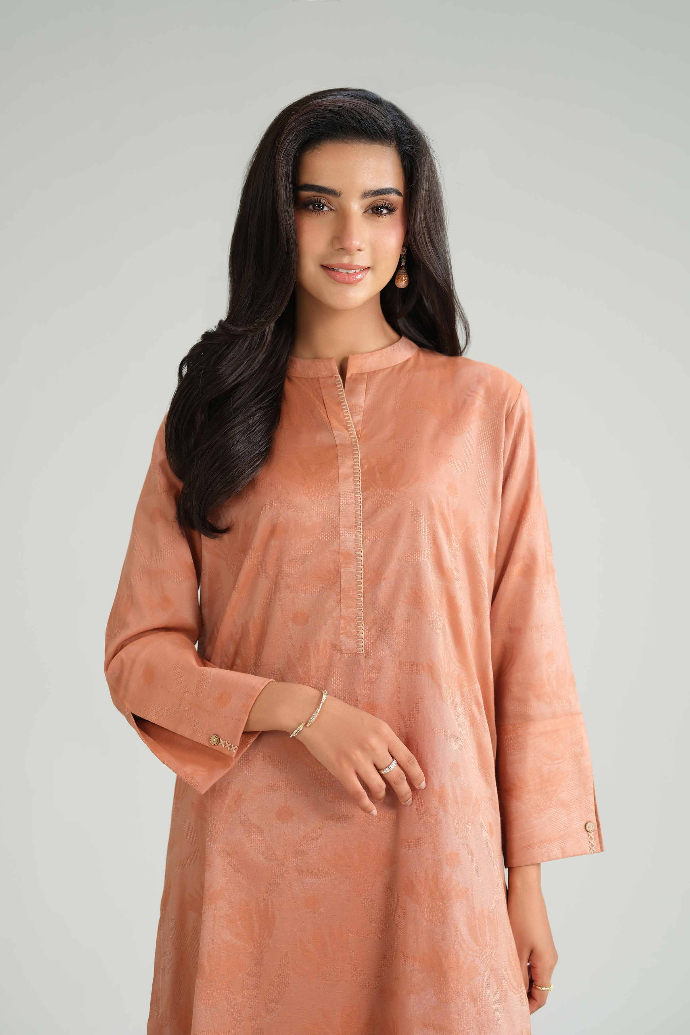 NISHATUAE - Pink Solids Jacquard 2-piece Ready to wear Dress