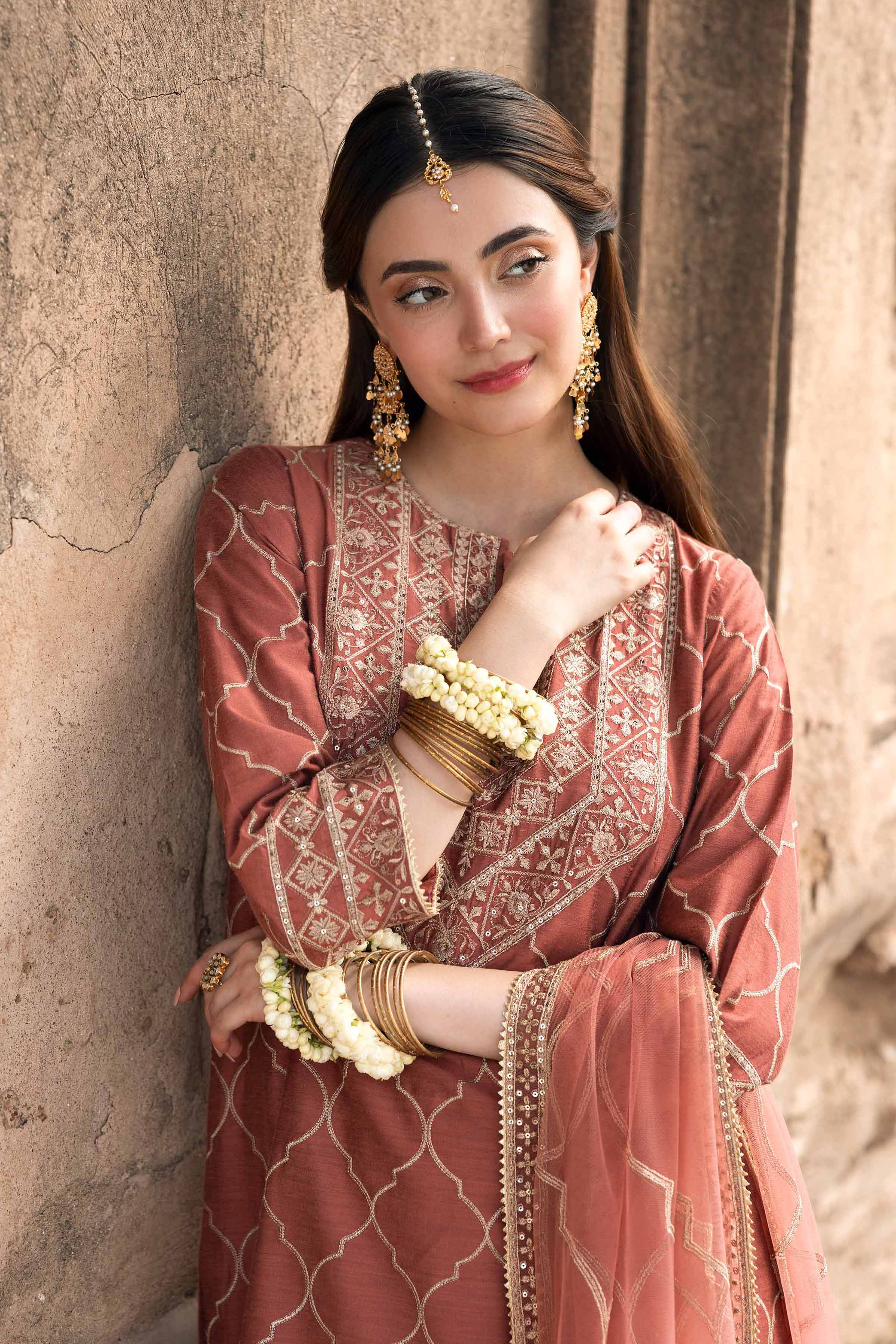 NISHATUAE - Pink Embroidered Silk 3-piece Ready to wear Suit