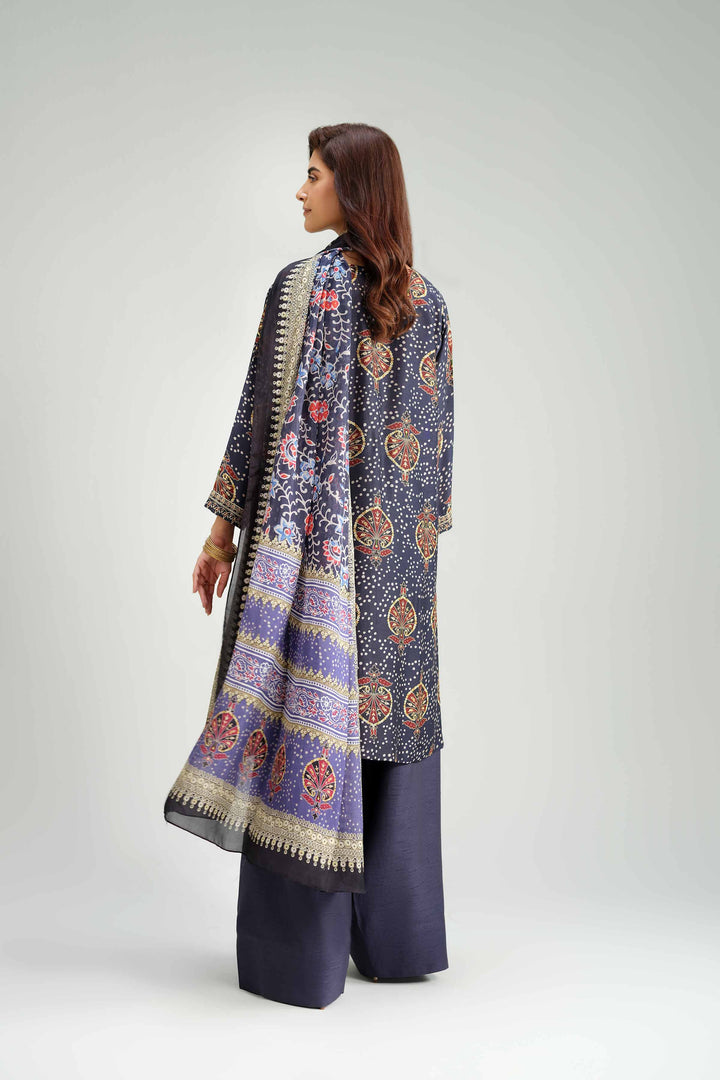 NishatUAE -  Blue Embroidered Silk Suit Ready to wear Suit