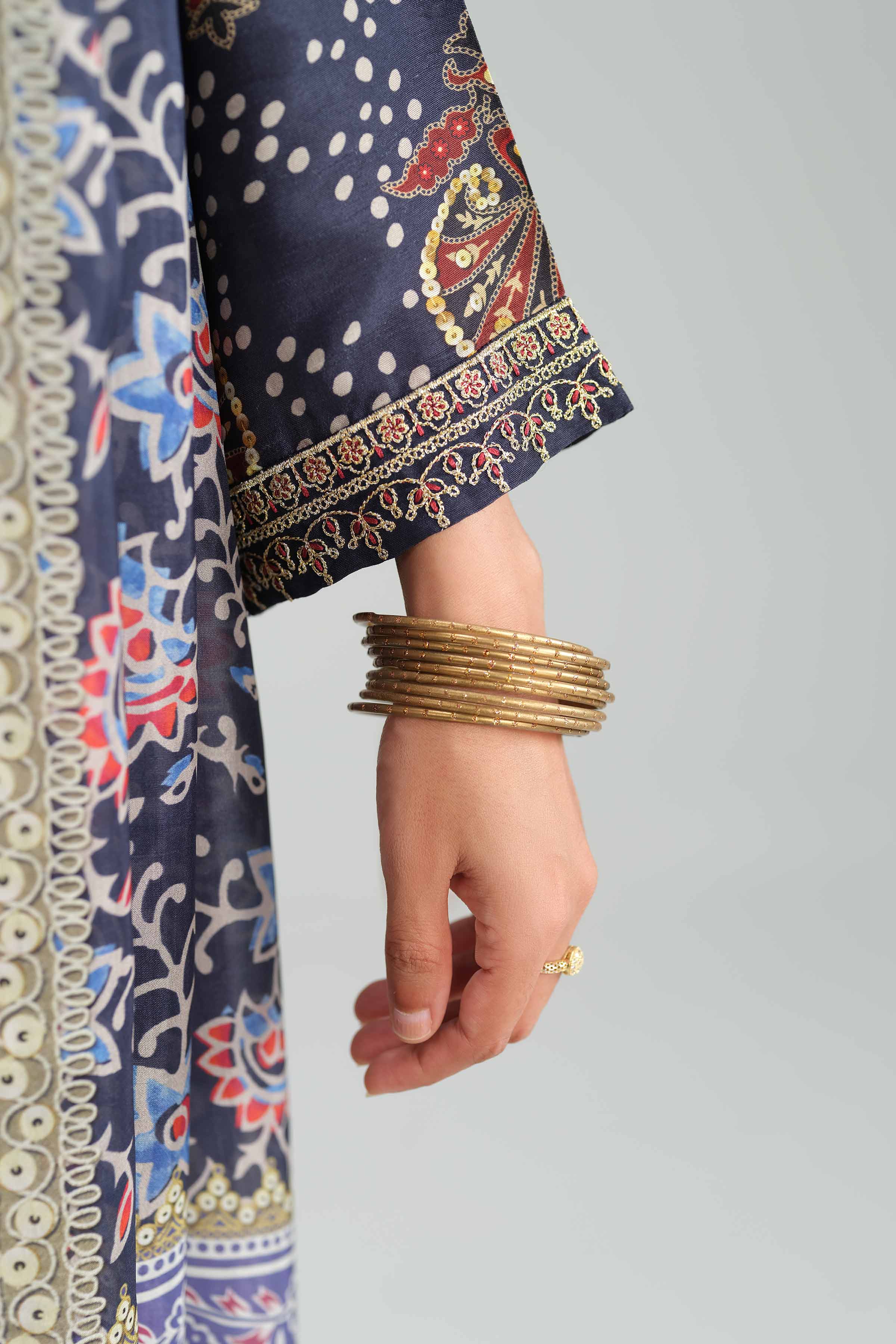 NishatUAE -  Blue Embroidered Silk Suit Ready to wear Suit