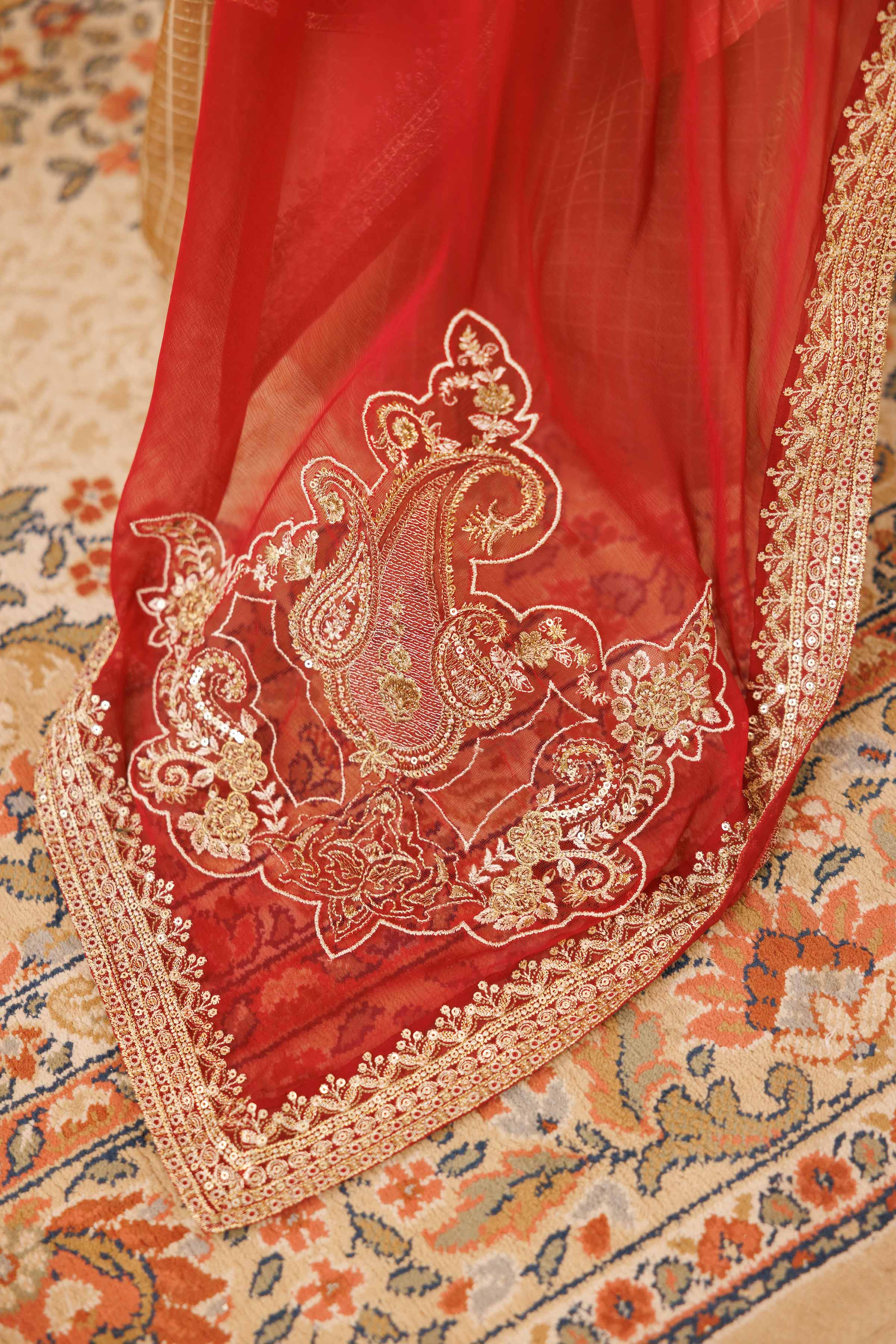 NISHATUAE - Peach Embroidered Polyester 3-piece Ready to wear Suit