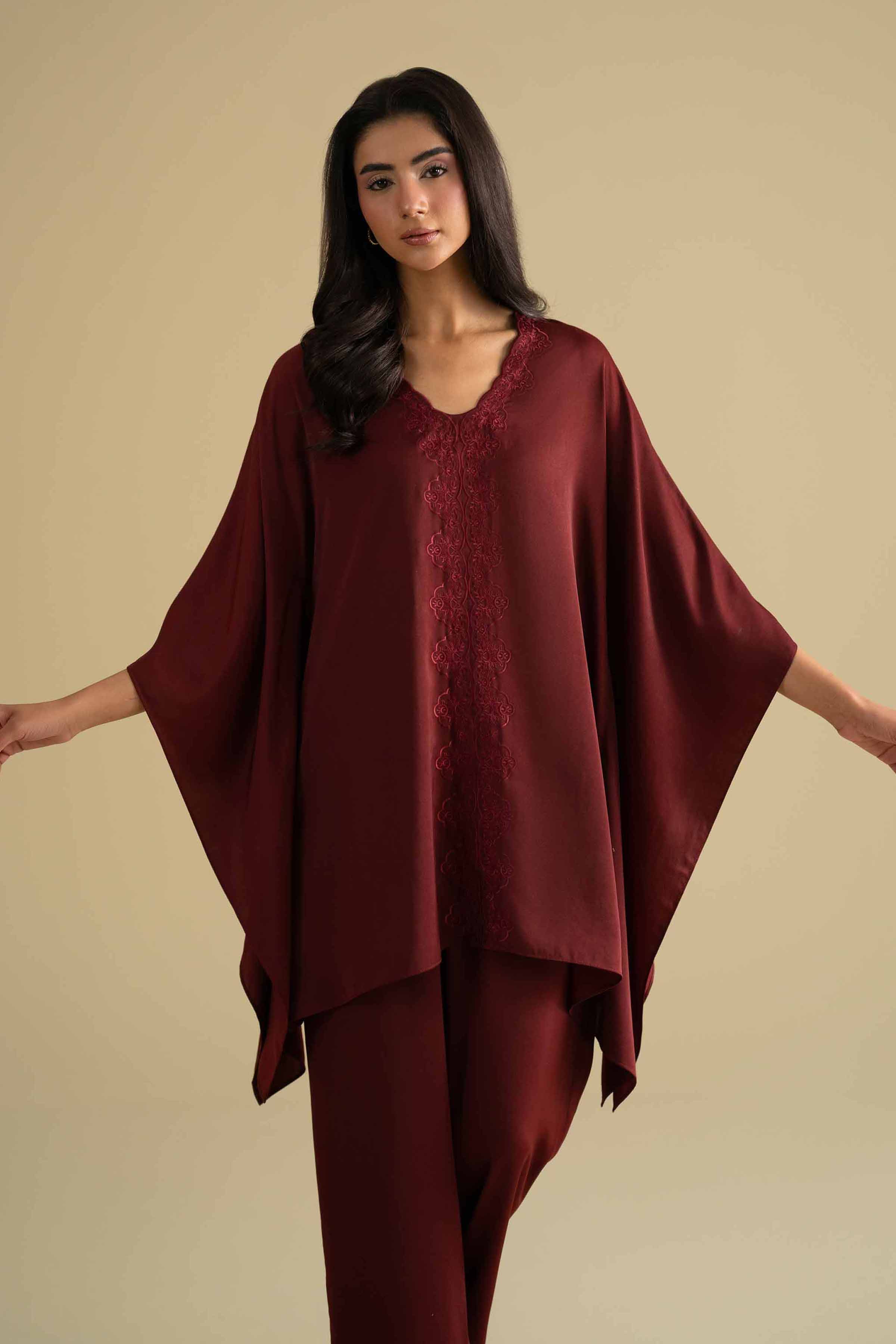 2 Piece - Embroidered Loungewear - KLS26-09 Red Grip 2PC Embroidered LUXURY