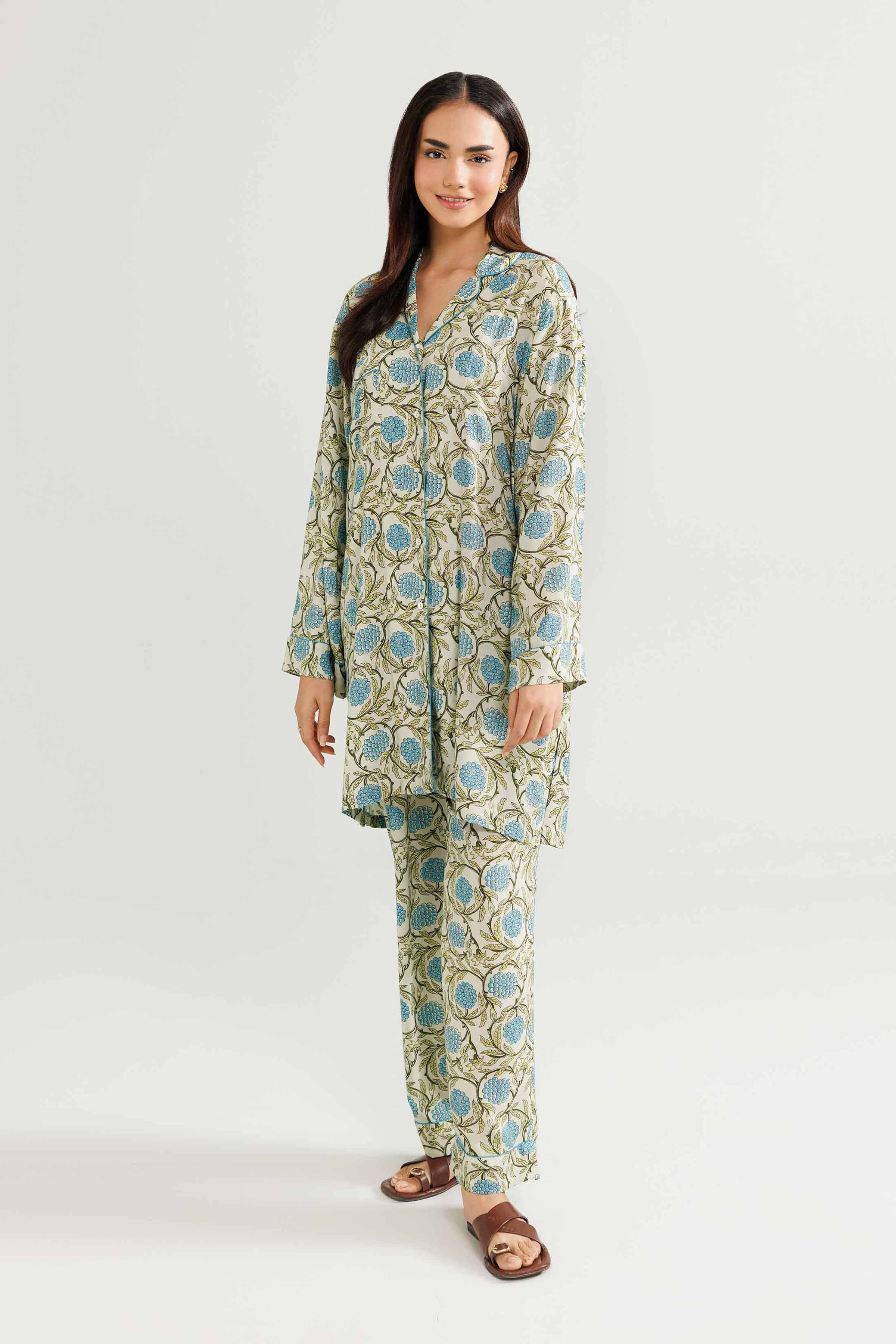 NISHATUAE - Green Printed Linen 2-piece Ready to wear Dress