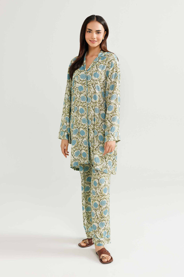 NISHATUAE - Green Printed Linen 2-piece Ready to wear Dress