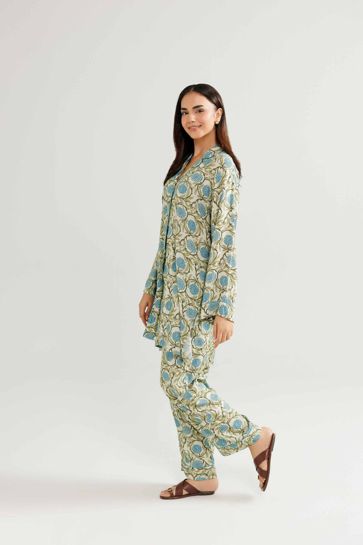 NISHATUAE - Green Printed Linen 2-piece Ready to wear Dress