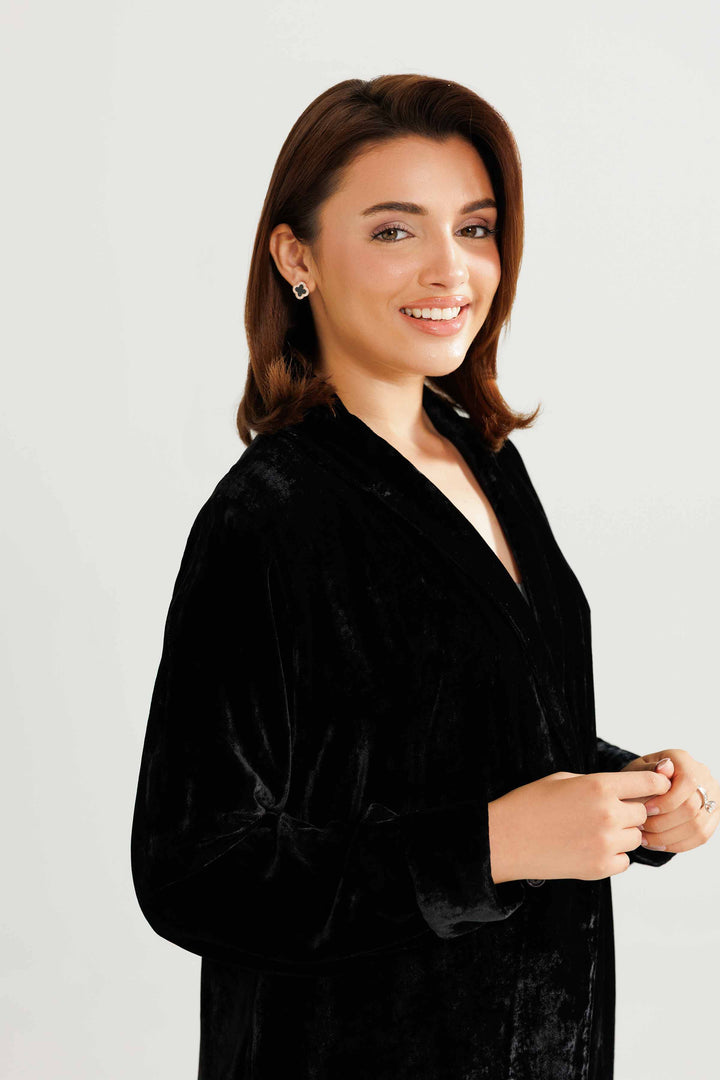 NISHATUAE - Black Solids Velvet 3-piece Ready to wear Suit