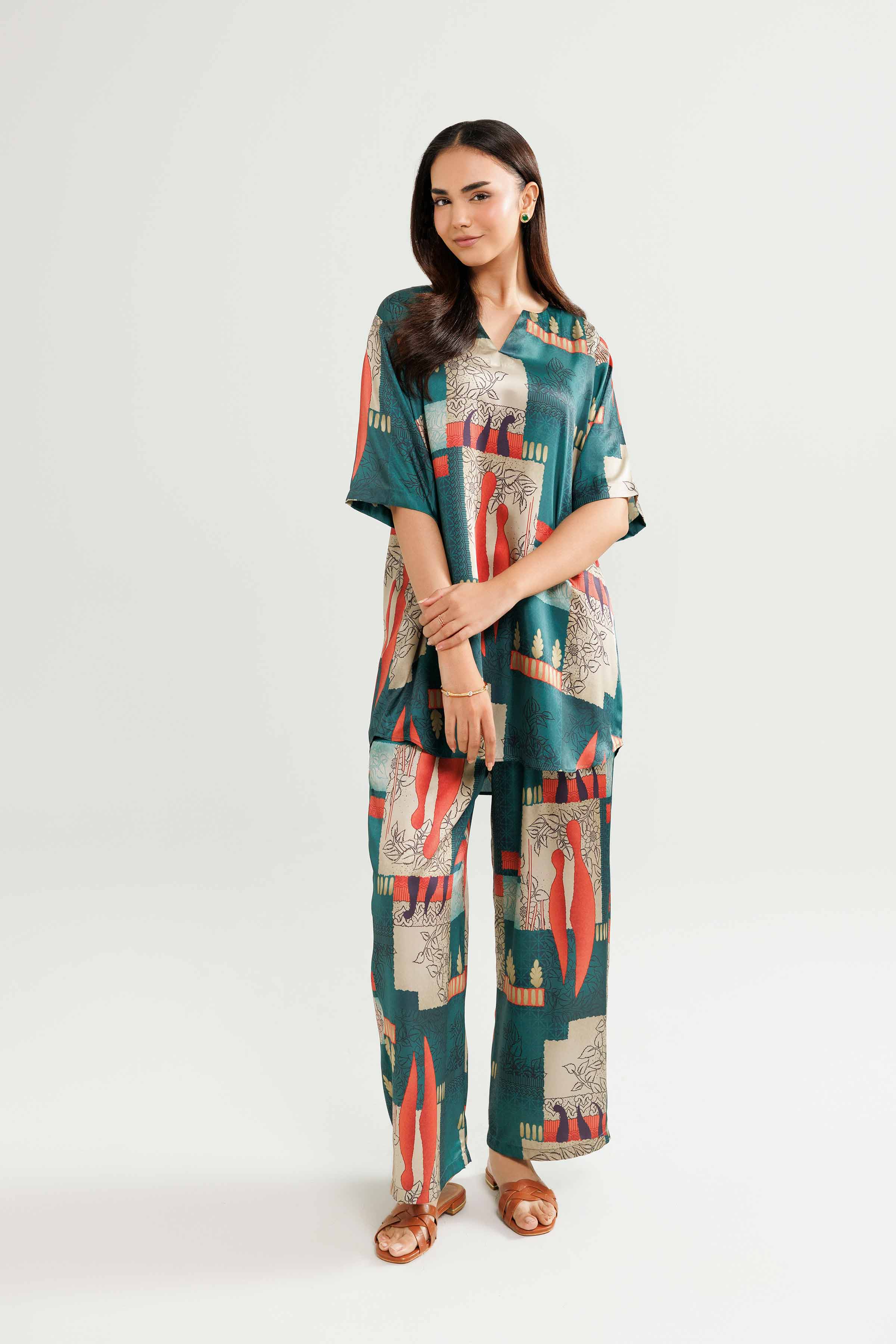 NISHATUAE - Green Embroidered Silk 2-piece Ready to wear Dress