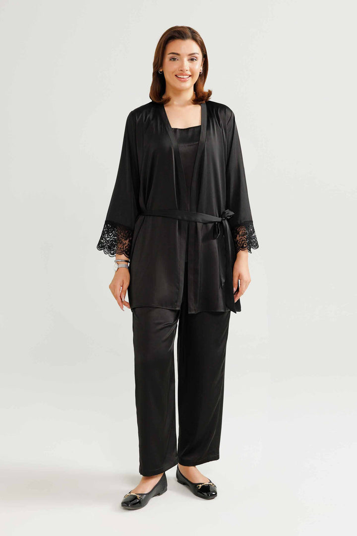 NISHATUAE - Black Embroidered Silk 3-piece Ready to wear Suit